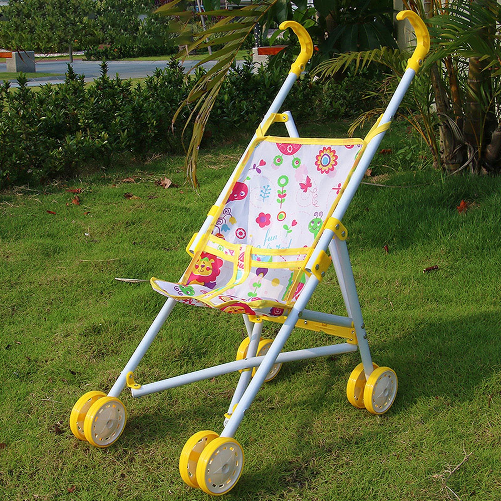 Sharplace Cochecito de muñecas para niños, Juguete de Cochecito de muñecas, Juego de rol para niños de 3 años, Amarillo
