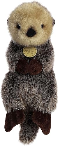 Aurora - Adorable nutria marina de peluche Miyoni, detalle realista, compañía entrañable, marrón, 9.5pulgadas