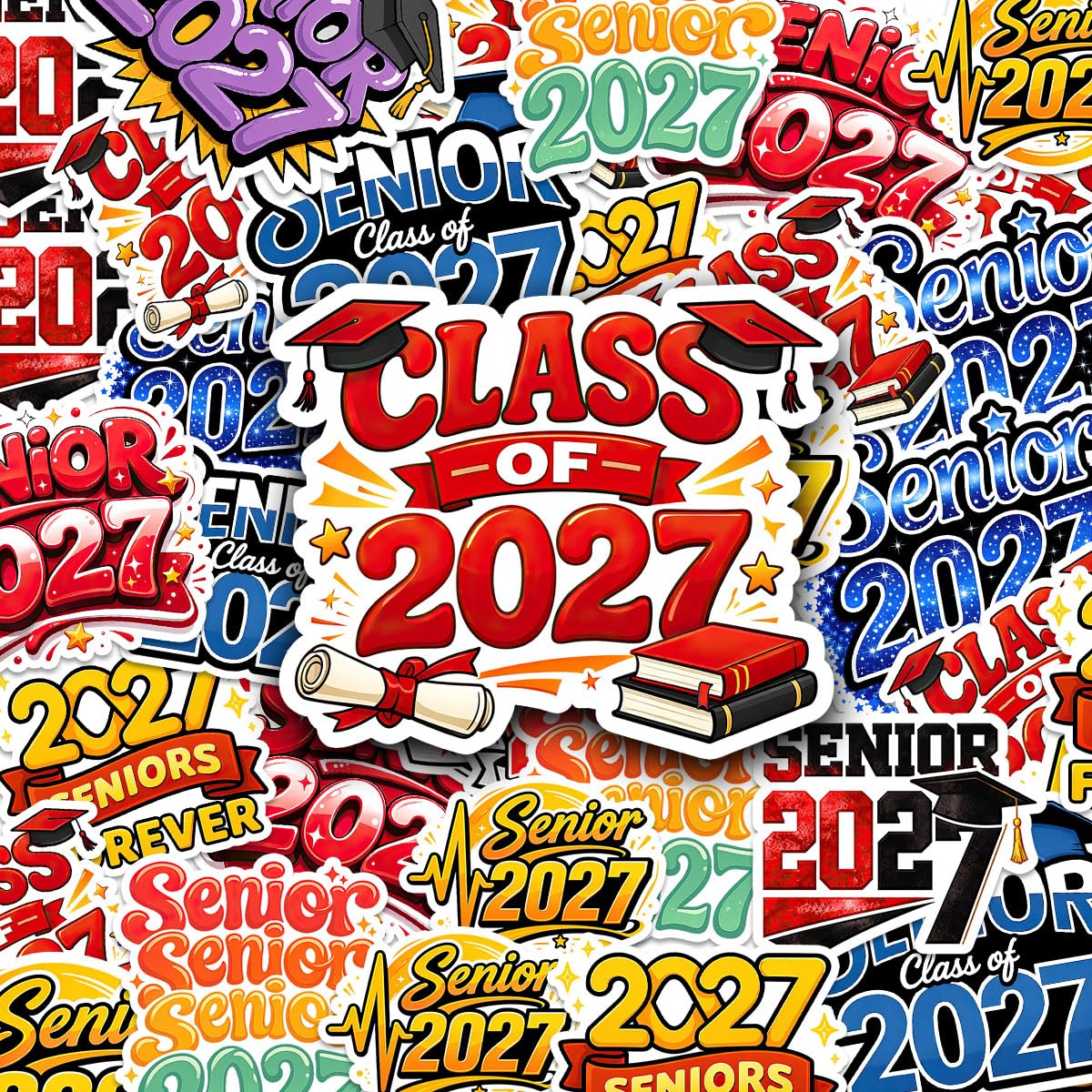 Photo 1 of (3 Inch) 12Pcs Senior 2027 Stickers Graduation Theme Class of 2027 Vinyl Waterproof Sticker Pack for Students Teens Gifts Decorations Stickers Die-Cut Waterproof for Laptop, Water Bottle, Phone 10