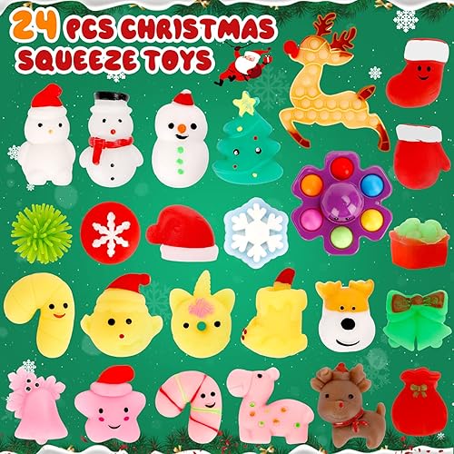 Biulotter 24 piezas de juguetes blandos de Navidad para niños, juguetes de Navidad para niños y niñas, mini juguetes esponjosos para fiestas, bolsas