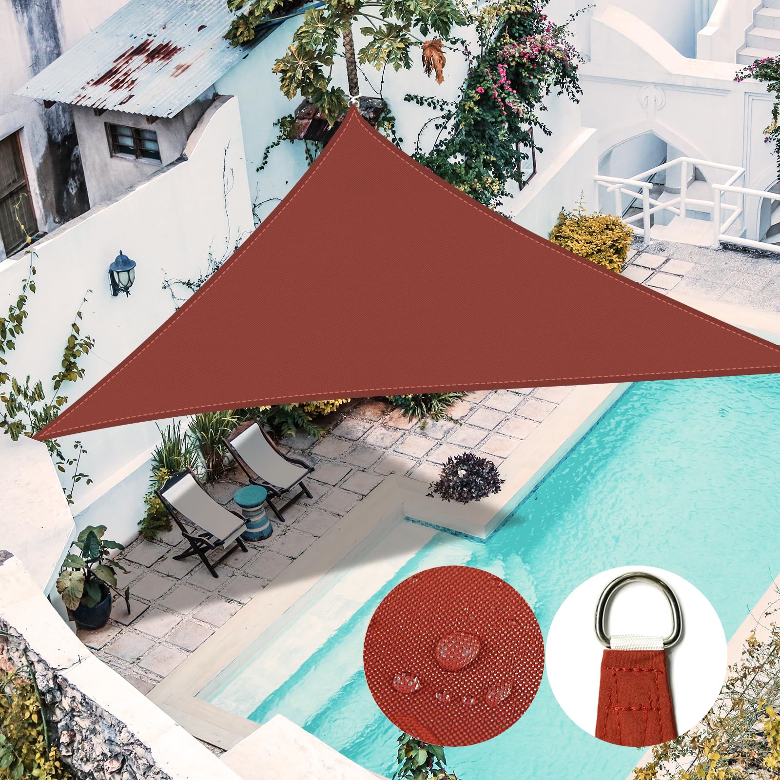 RICHIE Sun Shade Sail Rectangle 2m x 4m Waterproof, 98% UV Block Awnings for Patios with Free Rope, Sunscreen Awning Canopy, Rectangular Garden Shelter for Outdoor Garden Patio Yard Lawn Party, Beige — view 32