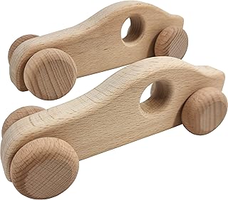 Adventure Awaits! - 2 Pack - Wooden Cars for Toddlers & Babies, Montessori Baby Rattles Teething Toys