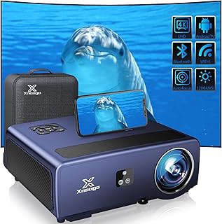4K Projector built-in Android,Xnoogo H66 1300ANSI WiFi6 Bluetooth Projector with Auto Focus & 6D Keystone,Dolby Audio,Native 1080P Smart Outdoor Movie Projector 4K+ with Prime/Netflix/Roku 8000+ Apps