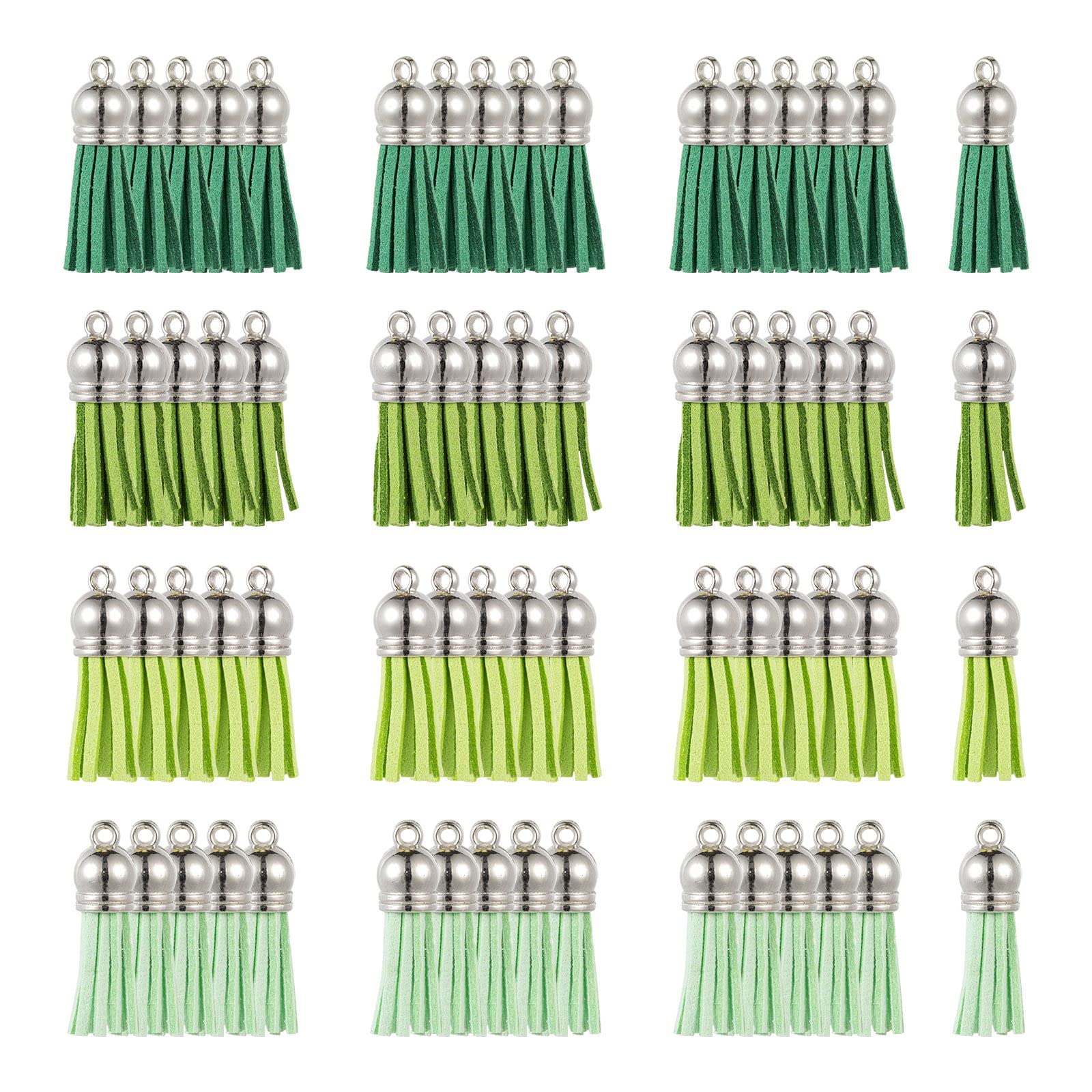 BEEFLYING 60pcs Verde Finta Pelle Scamosciata Nappa Decorazioni Ciondolo Mini ciondoli retrò per bracciali Fai da Te collane Orecchini Portachiavi creazione di Gioielli Accessori Artigianali