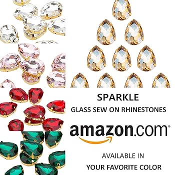 Amazon.com: Choupee Sew On Rhinestone Tear Drop Crystal