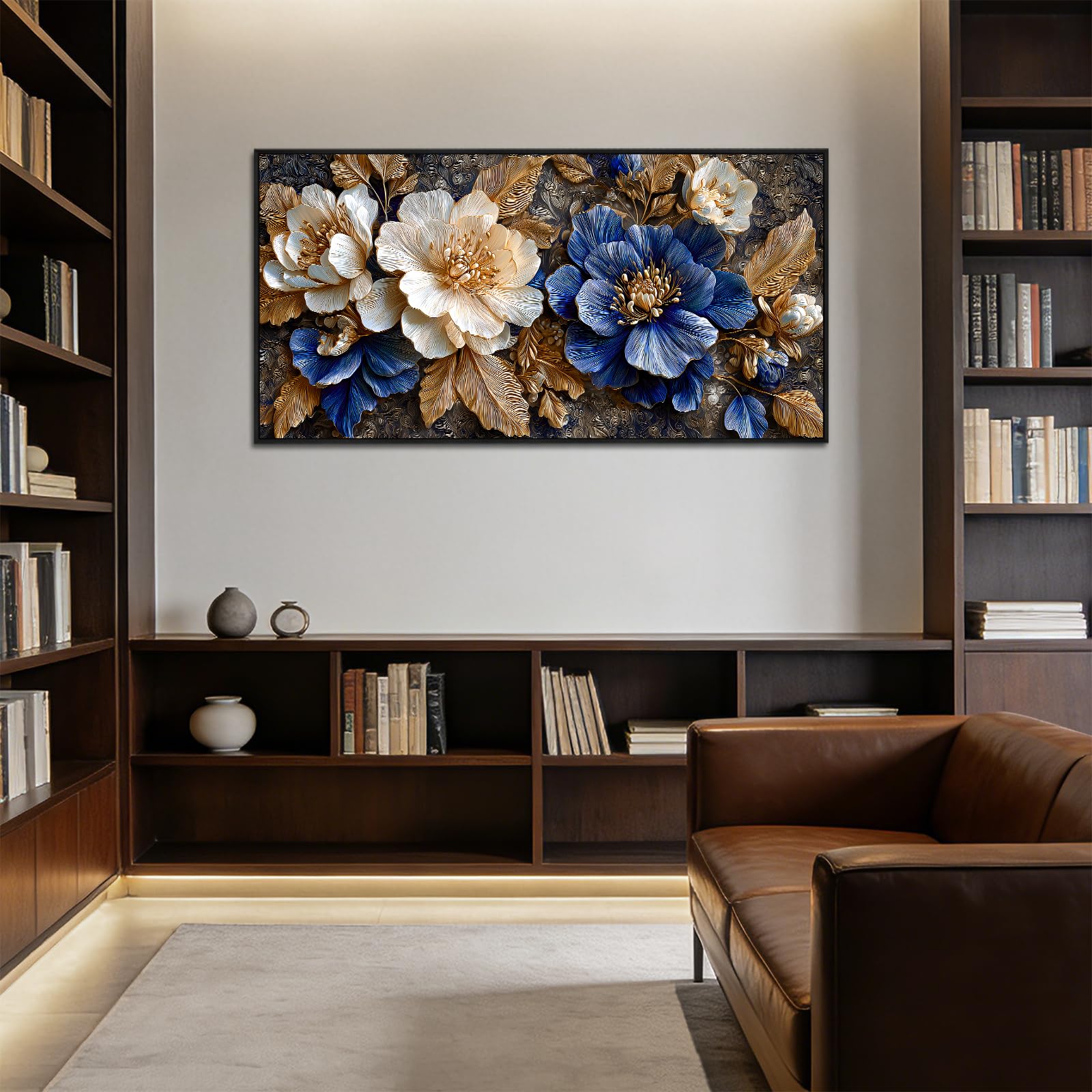 SERIMINO Wandbilder Wohnzimmer Groß, Vintage Blume Leinwand Bilder mit Rahmen, Aesthetic Botanische GemäLde, Modern Natürliche Wanddekoration für Flur Schlafzimmer Esszimmer Büro Lobby 60x120 cm