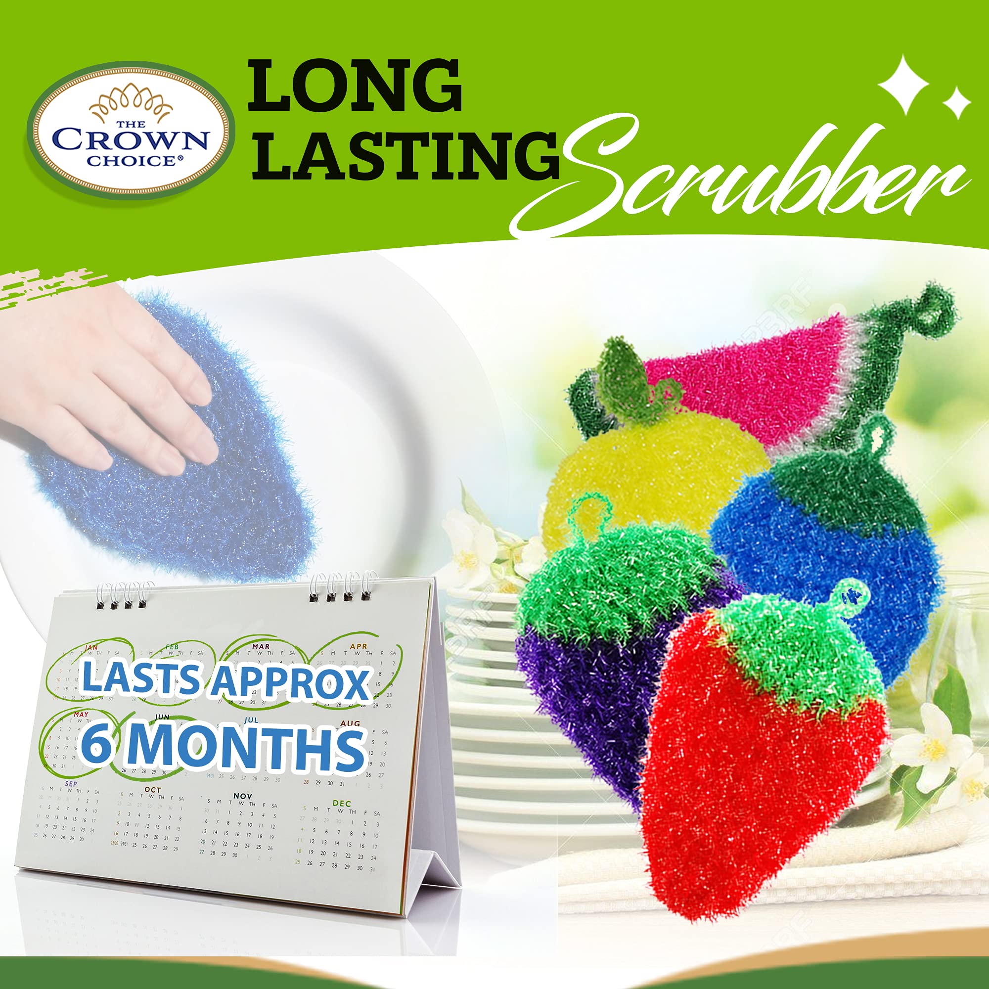 Durable Scrubby Sponges by Dish Scrubbie (3PK Mix) Strong, Fruit