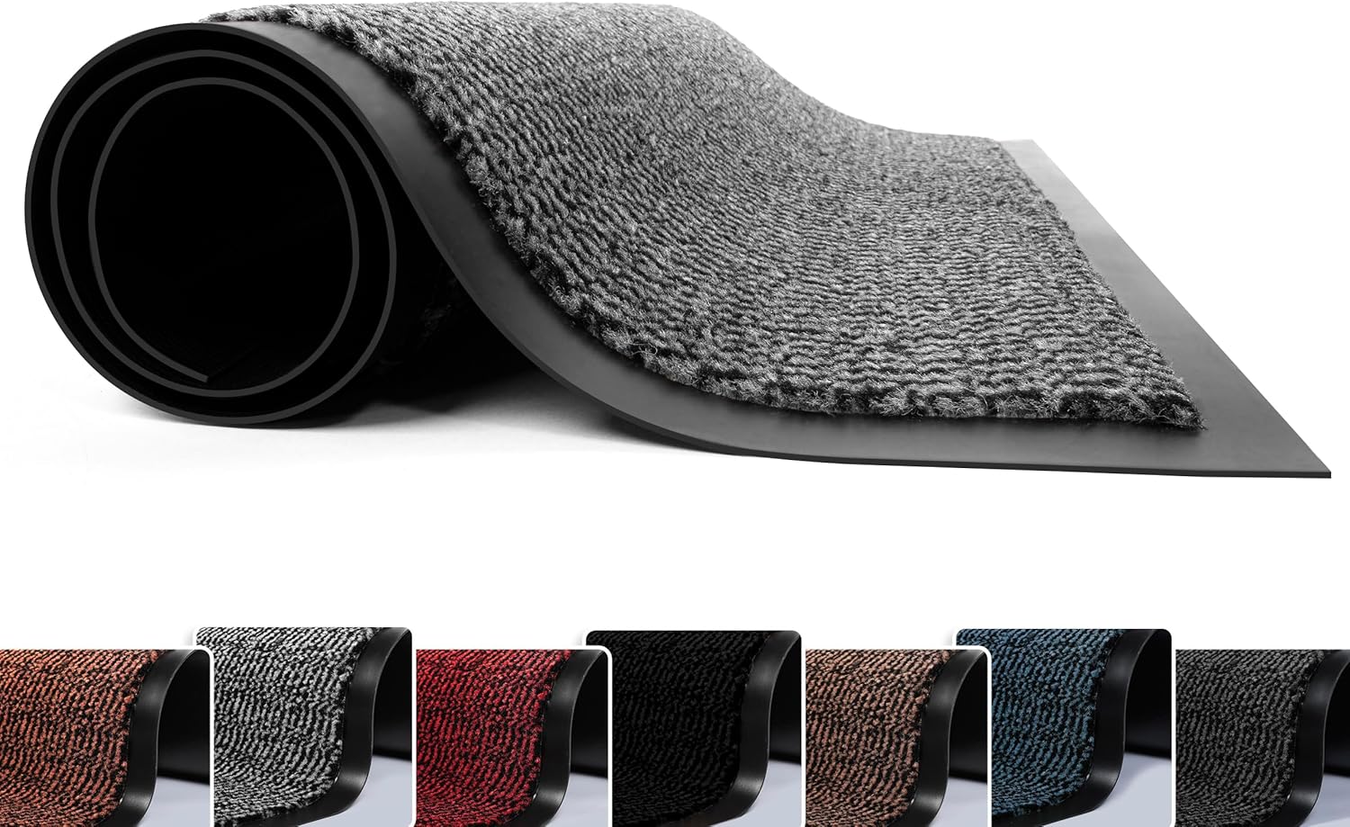 FB FunkyBuys Washable Door Mats – Heavy Responsibility, Non-Slippery & Trendy – Giant Rubber Indoor & Out of doors Doormats for Excellent Mud Grabbing (Gray-waved, 120 x 60 CM)