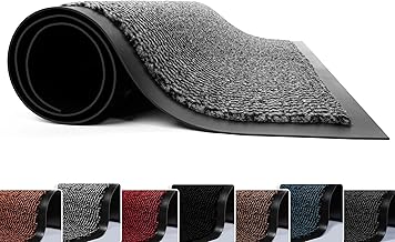 Washable Door Mats - Heavy Duty, Non-Slippery & Stylish Floor Mat - Door mat indoor Large Rubber Indoor & Outdoor Doormats for Perfect Dust Grabbing (Grey-waved, 40 x 60 CM)