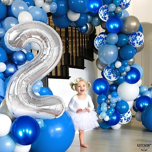 Miniatura 3 de KatchOn, Decoraciones plateadas de 2º cumpleaños – Gigante, 40 pulgadas, paquete de 18 | Decoración de segundo cumpleaños para niña | Globo plateado