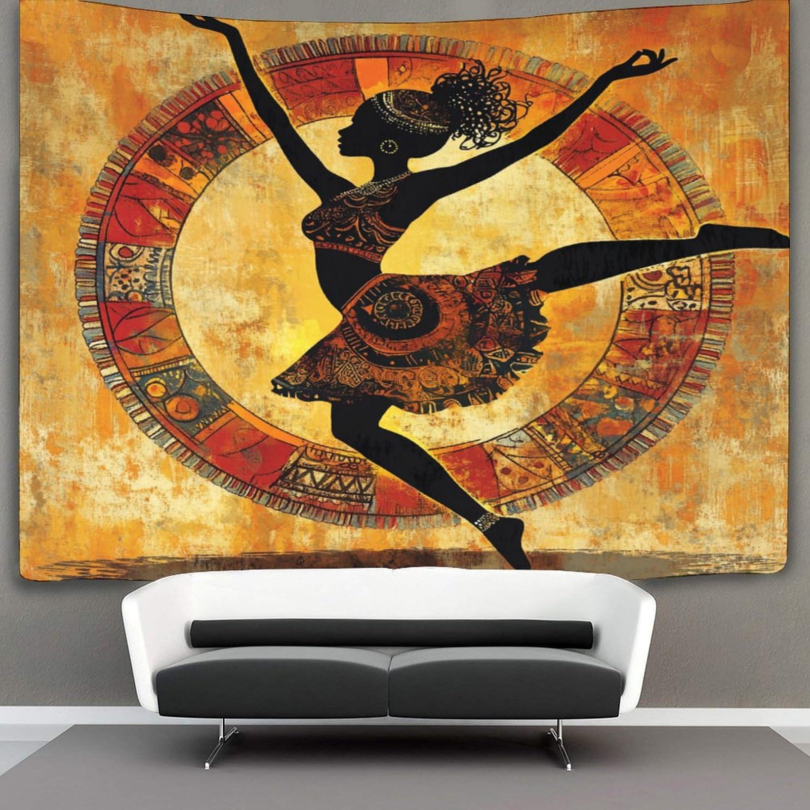 kaiyun African Dance Decor Tapestry,Character Illustration Wall Art Tapestries Wall Hangings for Living Room Bedroom Dorm 130cmx150cm