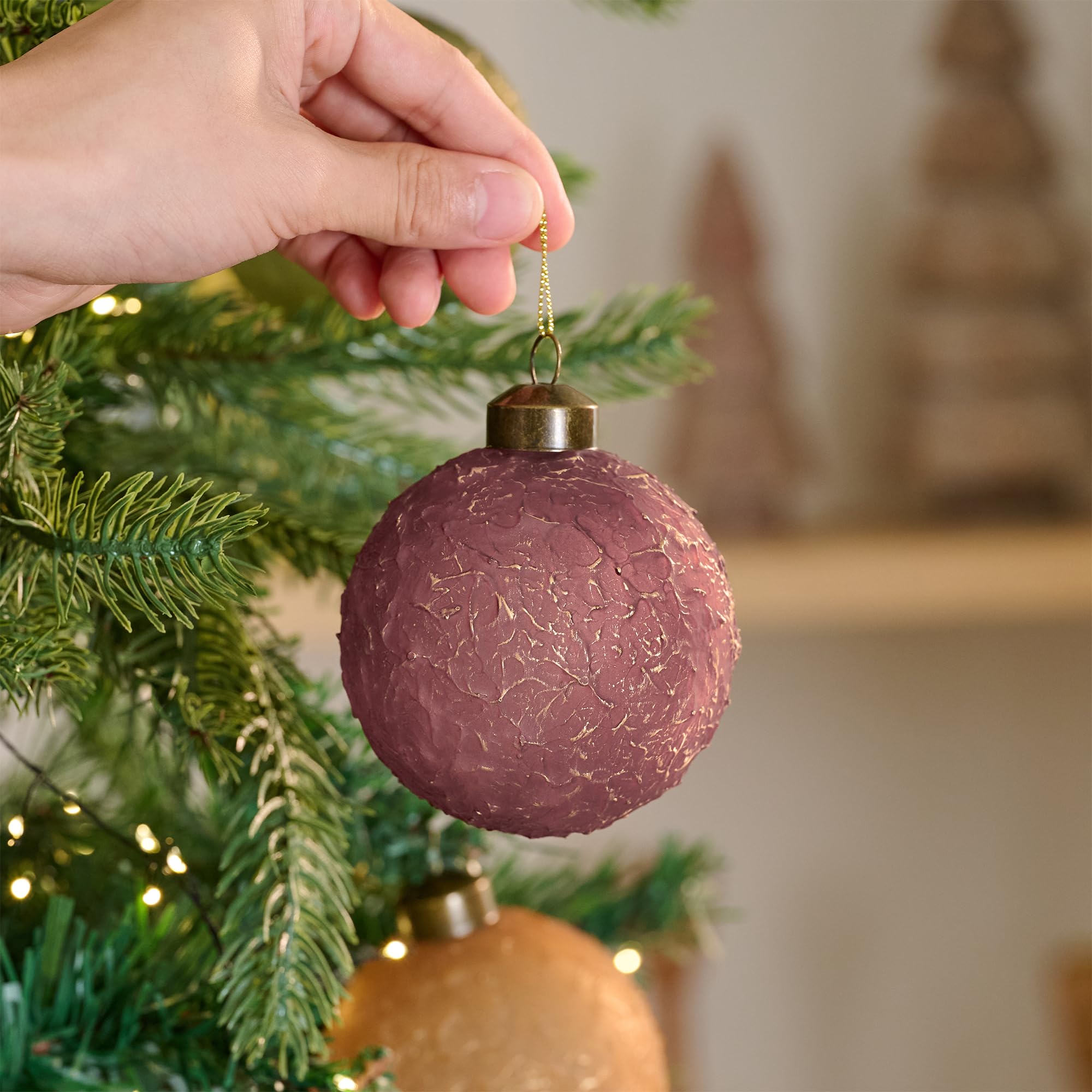 DN DECONATION Palla di Natale increspata, ornamenti da appendere per albero