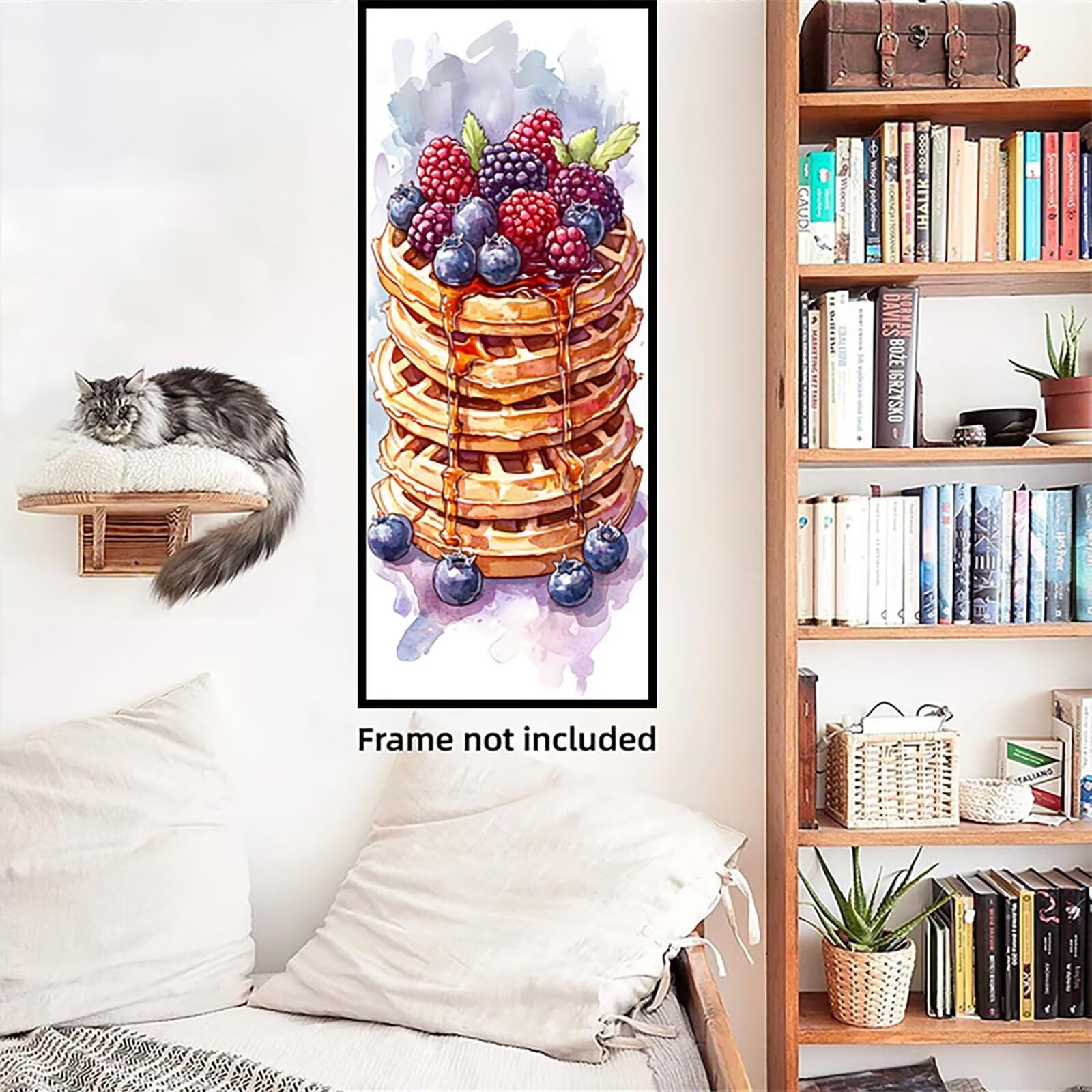 Malen Nach Zahlen 50x150cm Leinwand Waffeln Malen Nach Zahlen Erwachsene mit Ohne Rahmen, DIY Kreativ Set für Erwachsene mit Pinseln und Acrylfarbe, Zimmer Deko Heidelbeere Landschaft Geschenk, P0M899
