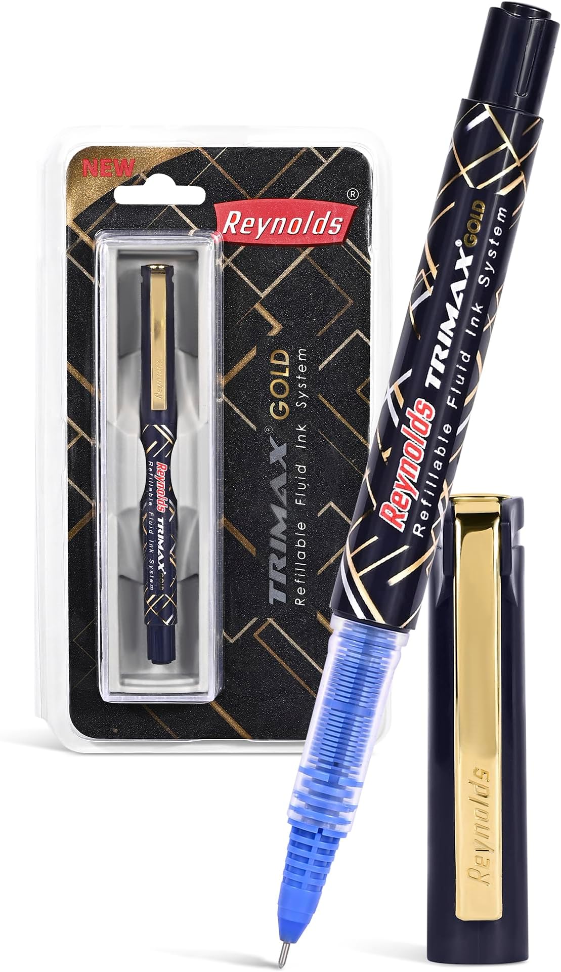 Reynolds GelPen I Lightweight Gel Ink Pen With Comfortable Grip for Extra Smooth Writing, Pens for Writing I School and Office Stationery | TRIMAX GOLD 1 CT BLT - BLUE
