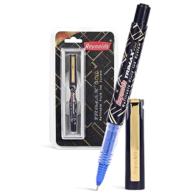 Reynolds TRIMAX GOLD RollerBall Pen SET - 1 PEN BLUE | PREMIUM PEN FOR GIFTING | LUXURY PENS FOR WRITING | PEN FOR PROFE