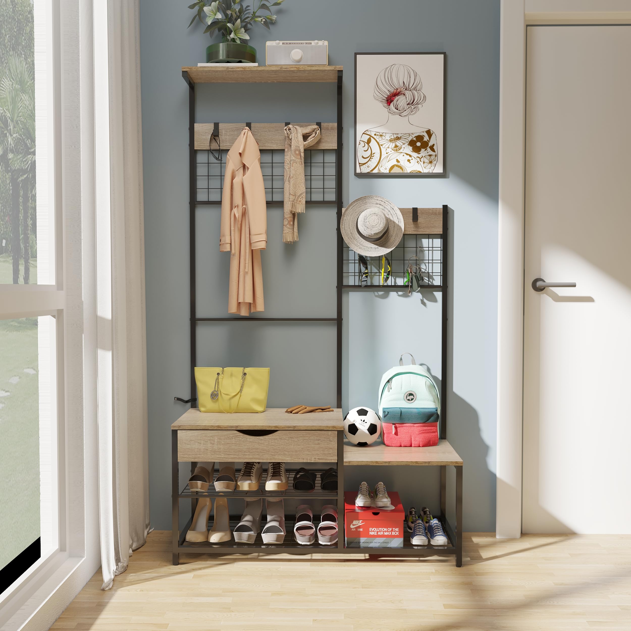 Charavector In Hall Tree With Storage Drawer Entryway