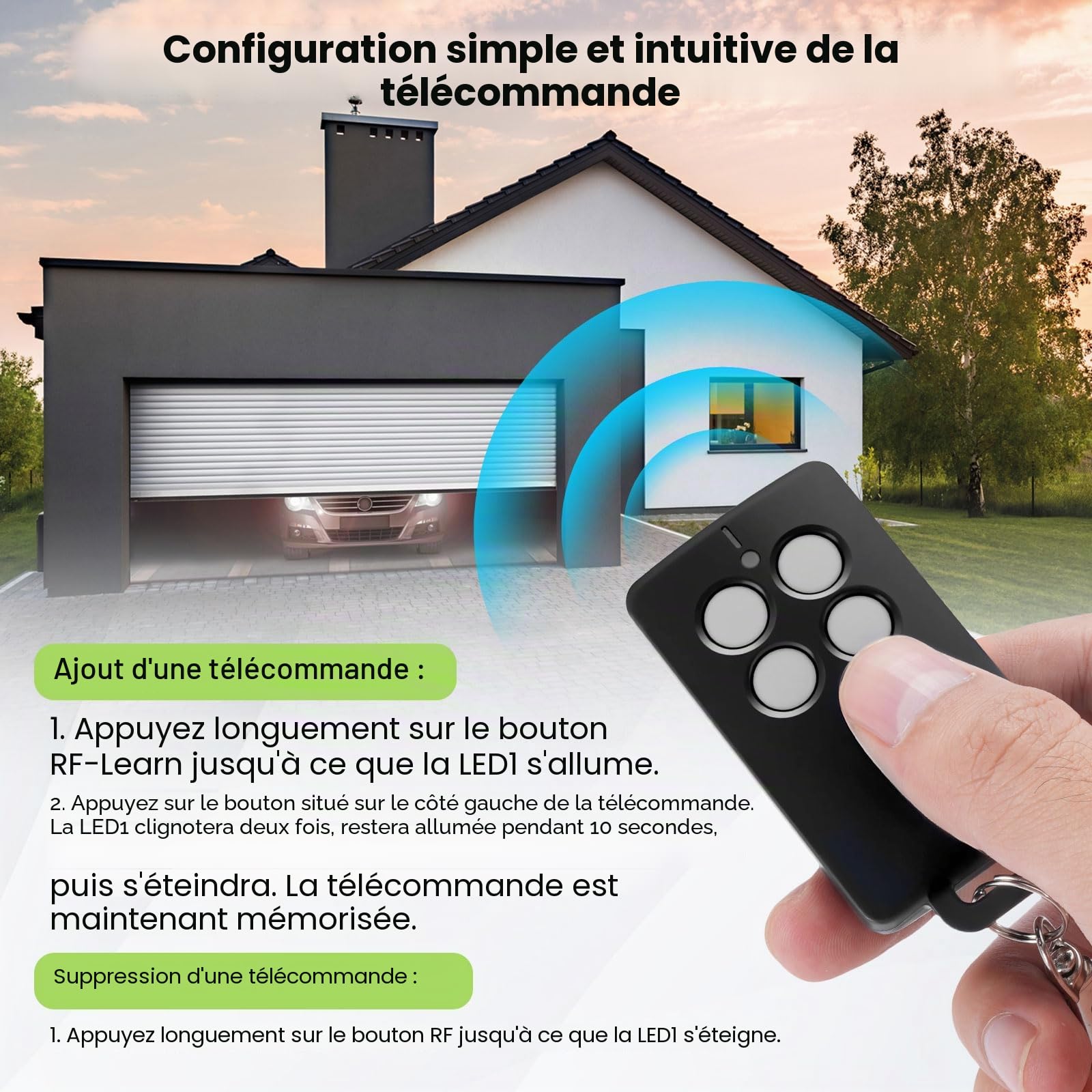 Remplacement pour SCS Sentinel AAM0121 - Télécommande de Portail 4 Canaux à Code Tournant, 433 MHz, Portée 50 m, Sécurité Renforcée, Compatible Motorisations Portail (Gris, 3 pièces)