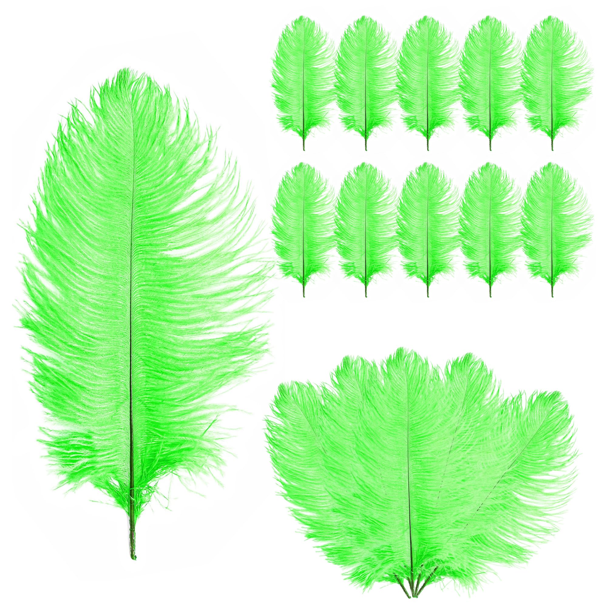 Trimming Shop 19-23inch(50-60cm) Green Ostrich Feathers Plume for Wedding Table Centrepieces Home Decoration Decorating Costumes Headdresses Showgirl Spadones, Pack of 10 โ image 1
