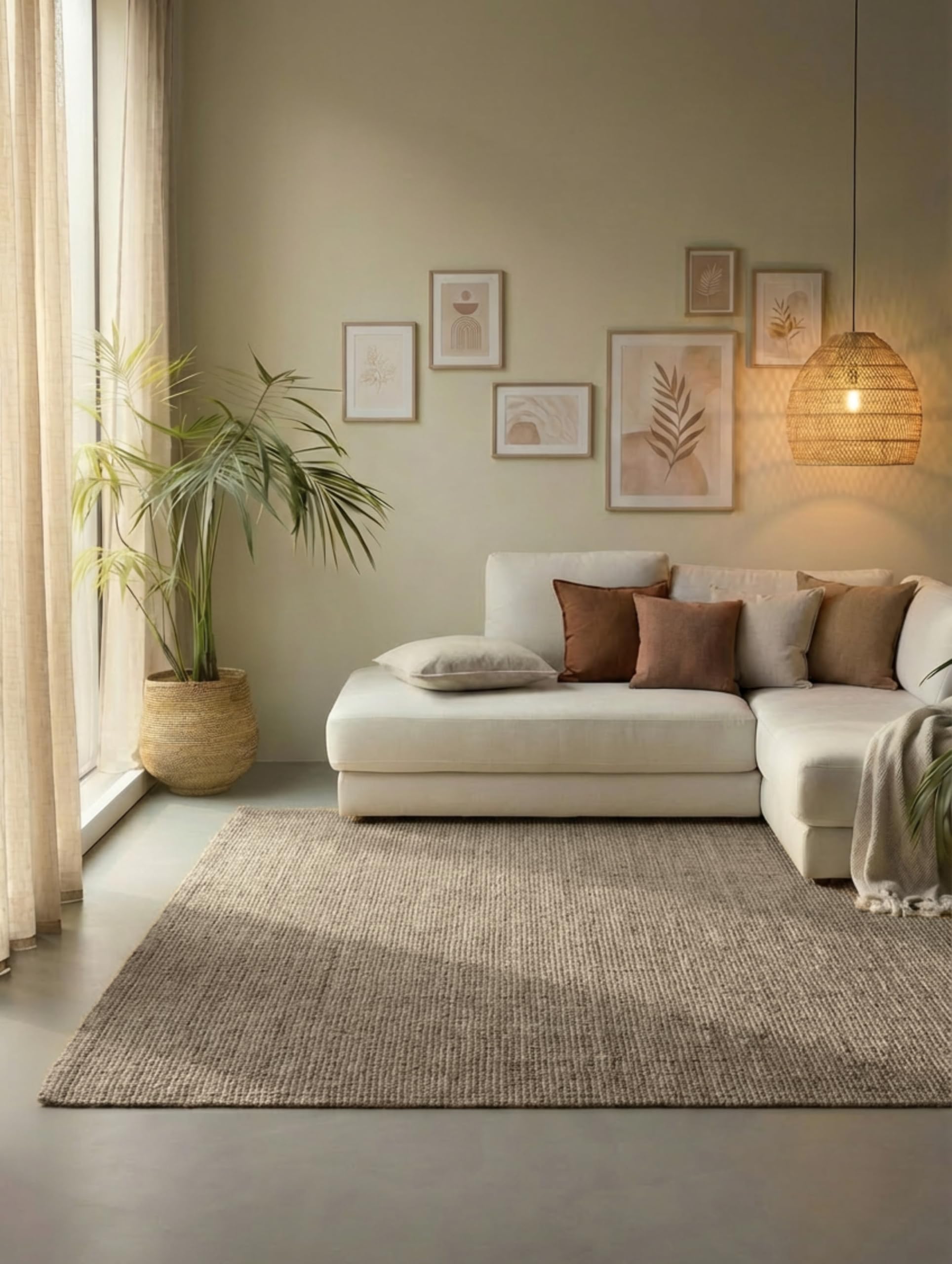 Hanse Home Jute Teppich – Natur Wohnzimmerteppich aus 100% Jute - Handgewebt & Natürlich – Boho Naturfaser Juteteppich für Wohnzimmer, Schlafzimmer, Esszimmer – Natur Grau Braun, 120x170cm