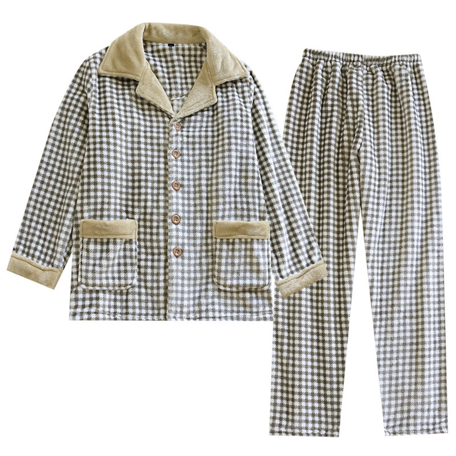 Genérico Pijama Hombre Invierno Pijama Hombre Polar Ropa de Entretiempo Suave De Franela Manga Larga con Pantalón Outfit Nocturno Ideal para Invierno