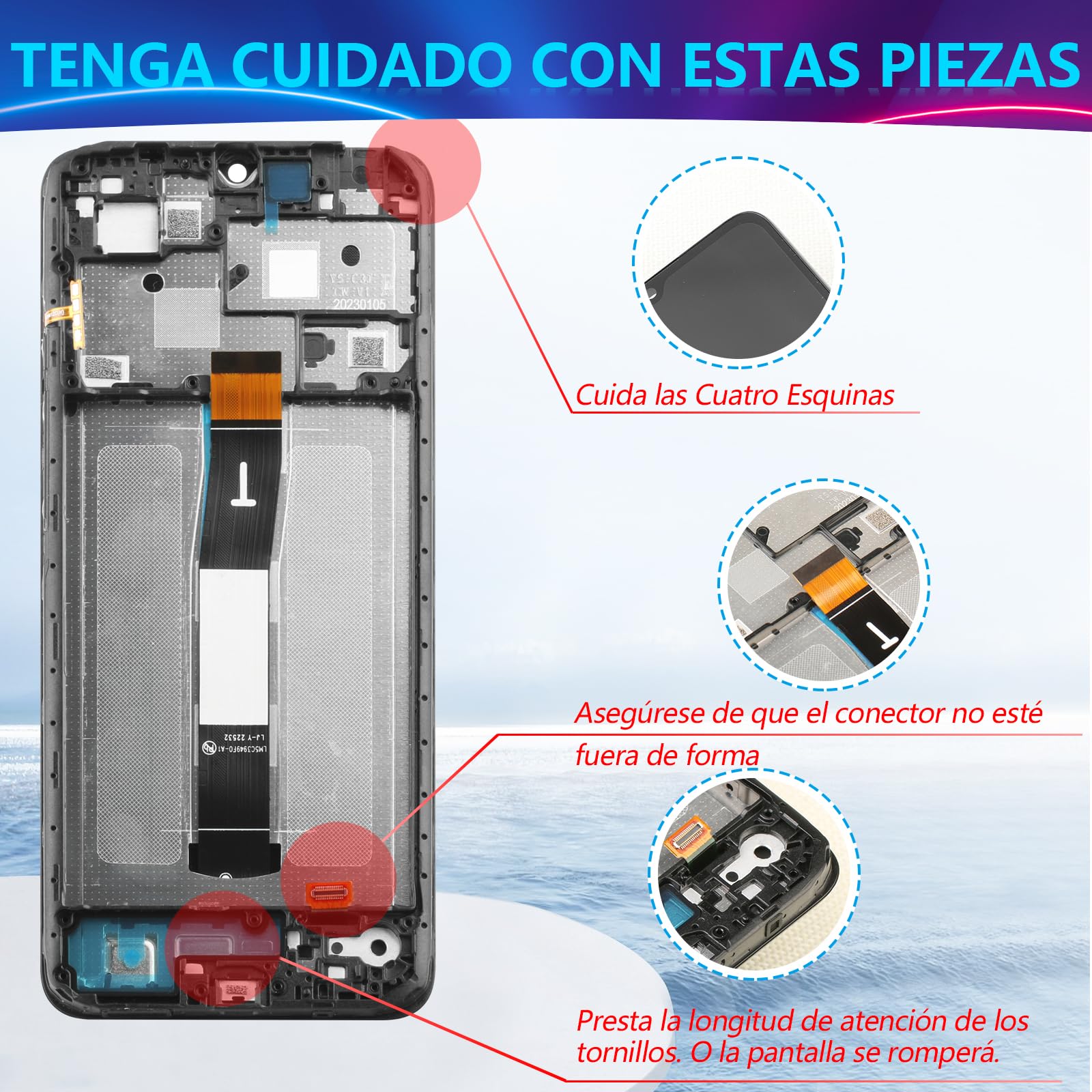 RongZy Pantalla para Xiaomi Redmi 12C Táctil LCD de Repuesto Ensamblaje Digitalizador Reemplazo para Redmi 12C con Herramientas de Reparación(Negro)