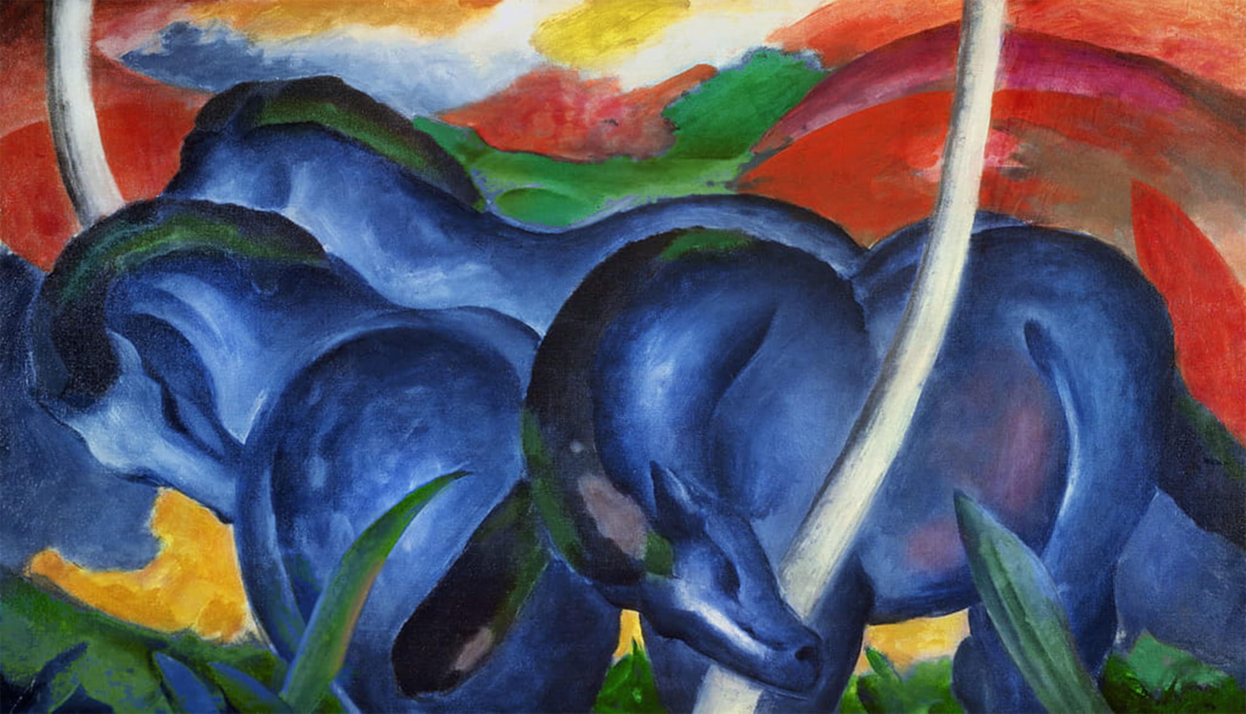 ARTXLXXBN Famous Painting Art Wall Decor Abstract Art Picture Bighorses by Marc by Marc Animal Pictures for Home Decor 60x90cm