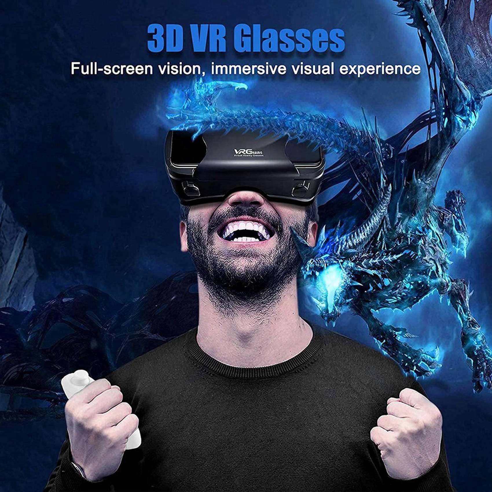 2 x okulary VR Full Screen Virtual Reality 3D, zestaw VR, okulary do wirtualnej rzeczywistości 3D, regulowane okulary VR z gamepadem