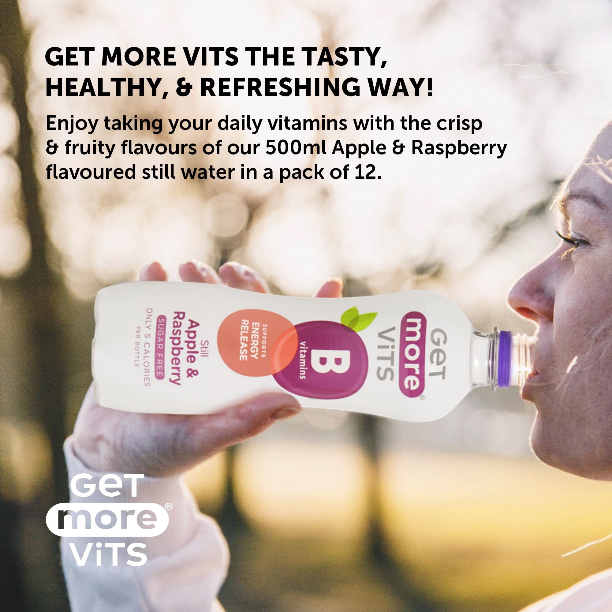 Buy Get More Vits Still Water Apple & Raspberry Energy Drink with B