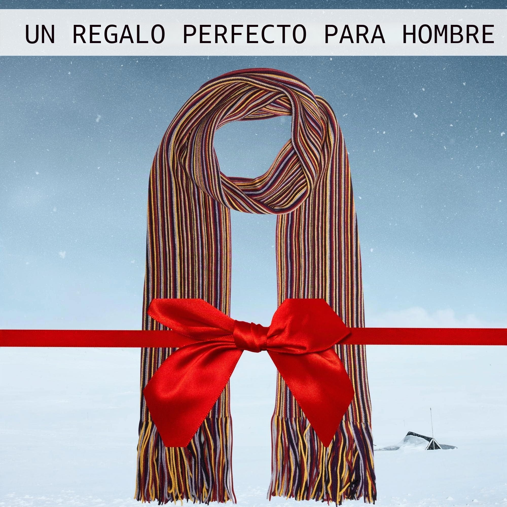 Bufanda de Hombre en Lana Merino Extra Fina - de Rayas para Invierno