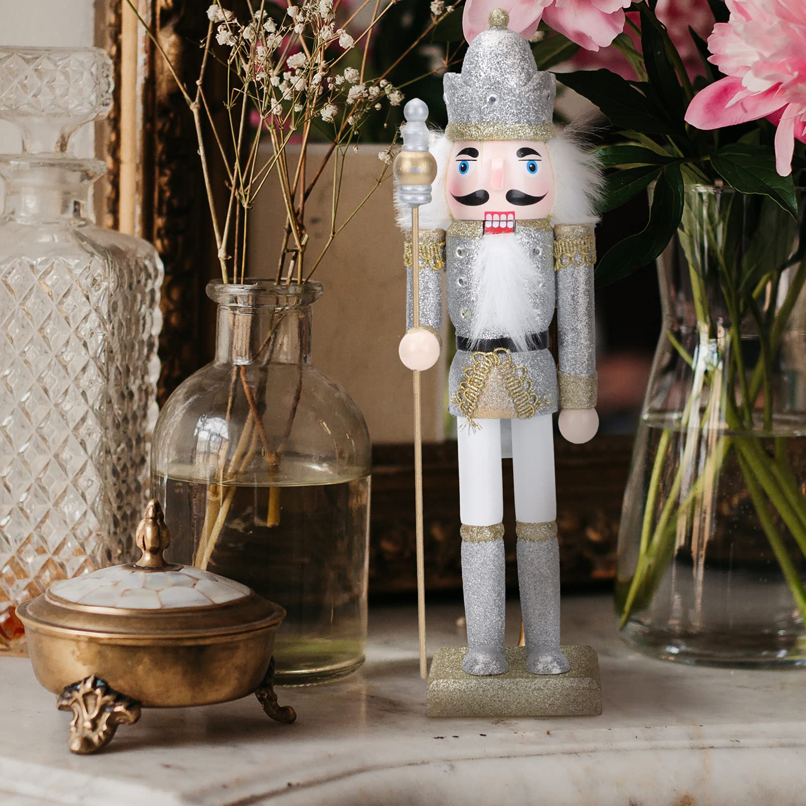 ifundom Casse- Noisette Soldat De Noël Figure Casse- Noisette en Bois Figure Casse- Noisette Soldat pour La Fête De Noël en Plein Air Décoration ()