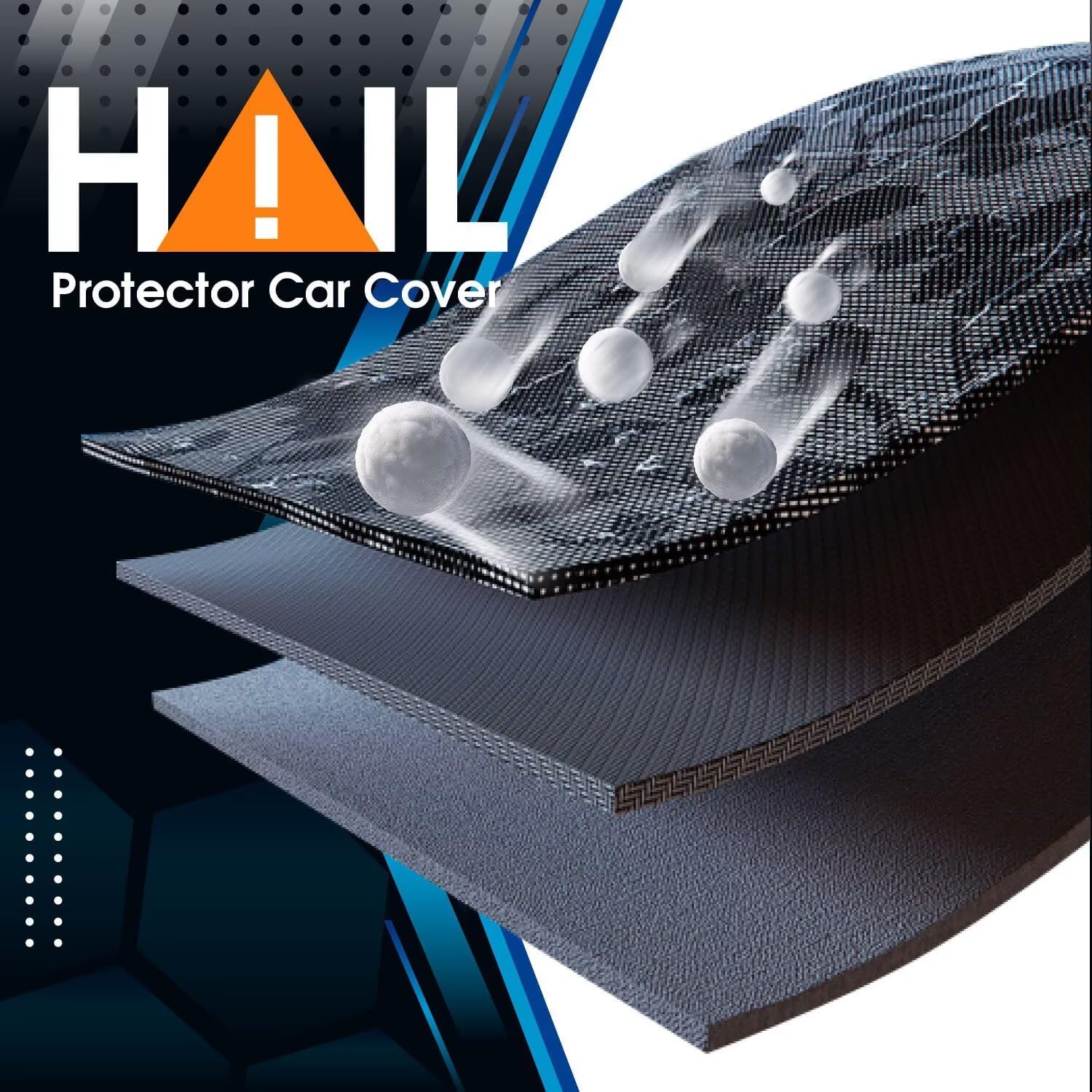 Hail Protector Car Cover with Thick Multi-Layered EVA | Gift Windshield Sun Shade | Hail Blanket Custom Fit, etc. | See Size Chart |