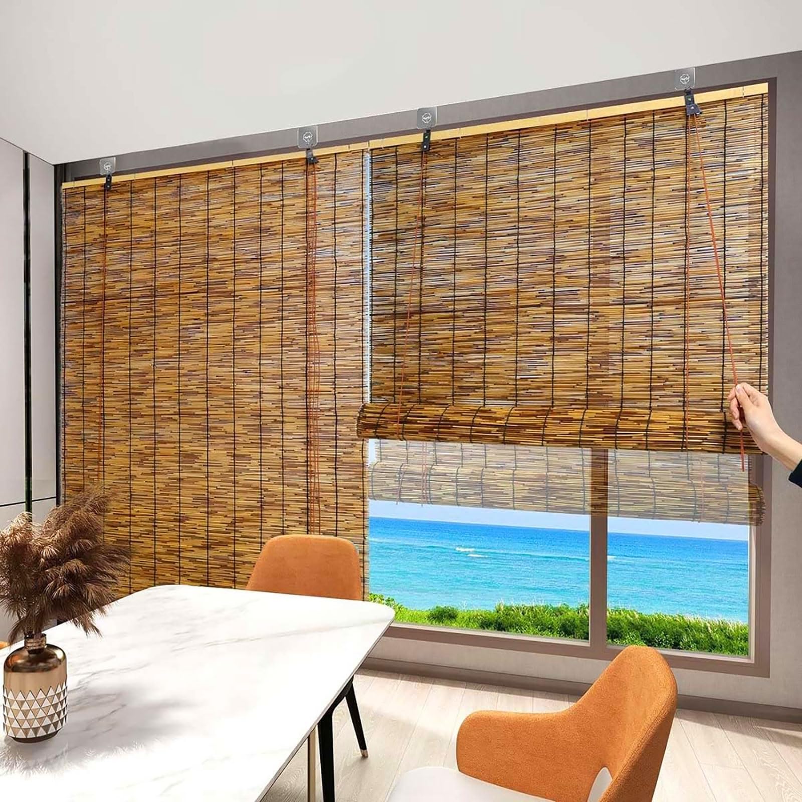 Tende di canne for Interni Facili da installare Tende di bambù arrotolabili Divisori for la Privacy Dimensioni Personalizzate Adatte for Interni/Esterni/Patio(59x71in/150x180cm)
