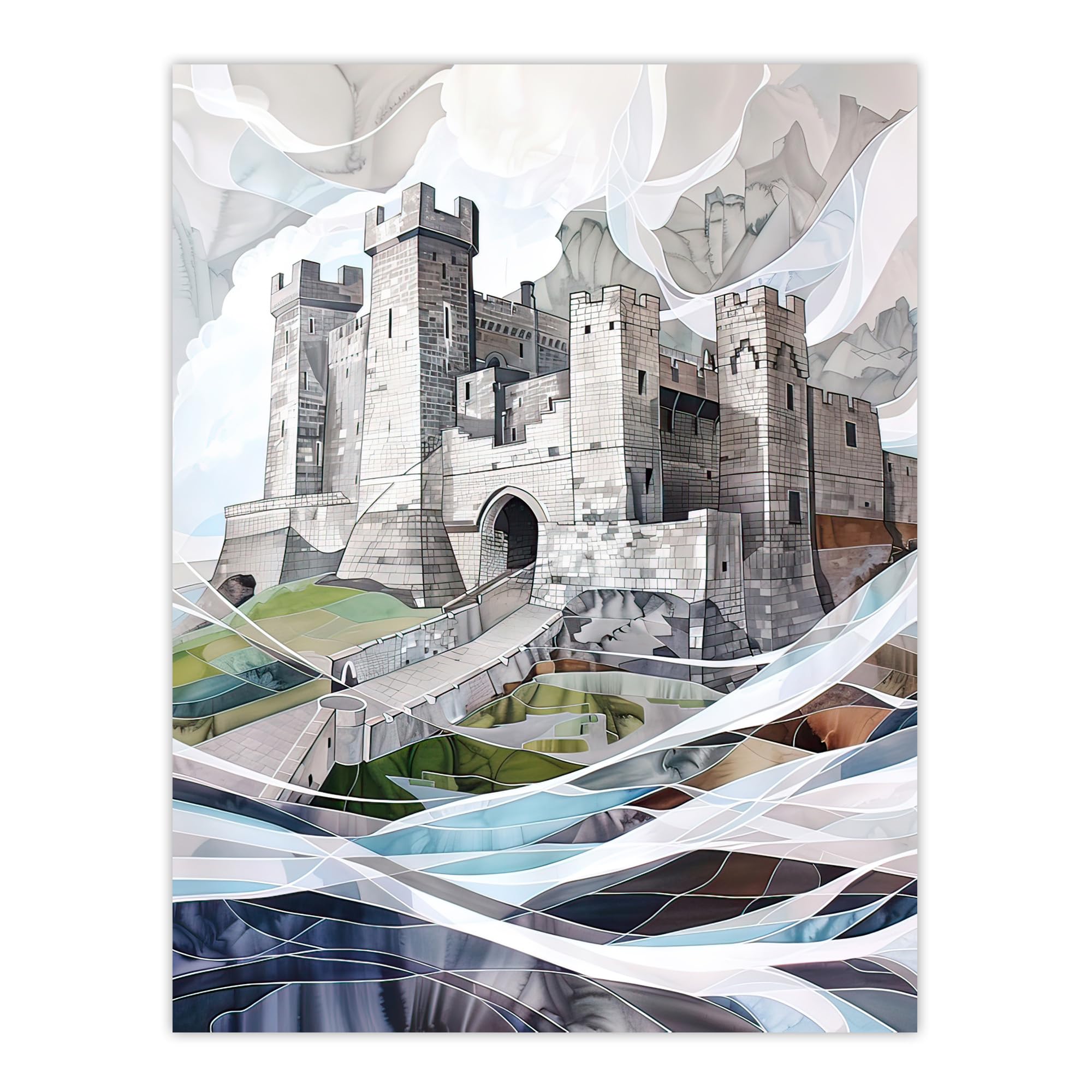 Artery8 Bamburgh Castle Artwork Northumbria England Living Room Extra Large XL Wall Art Poster Print