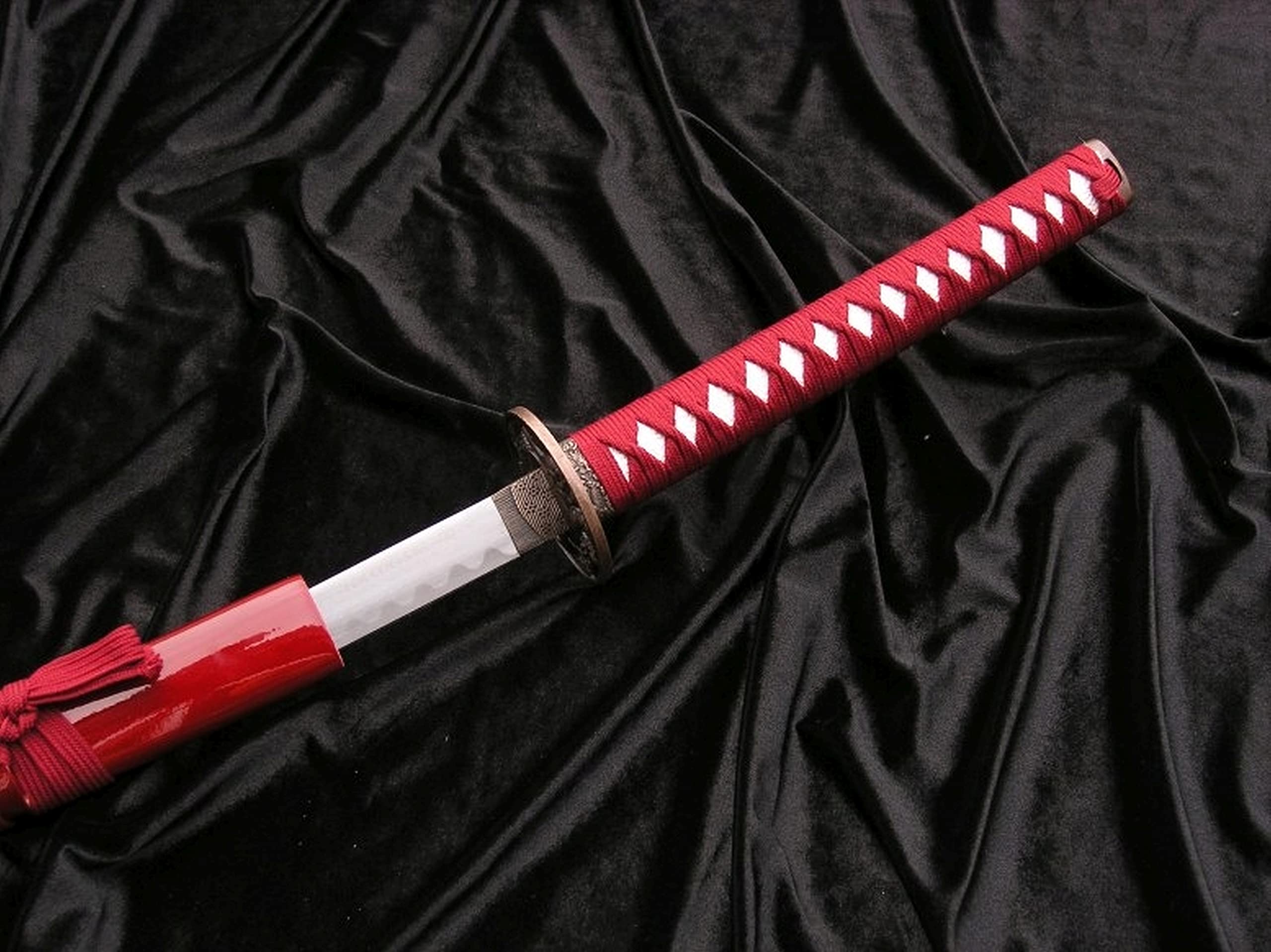 Spada da samurai Katana Red Dragon Sword Real Metal Not Sharp Steel con fodero per la decorazione di un collezionista o come regalo 4KM80-405RD