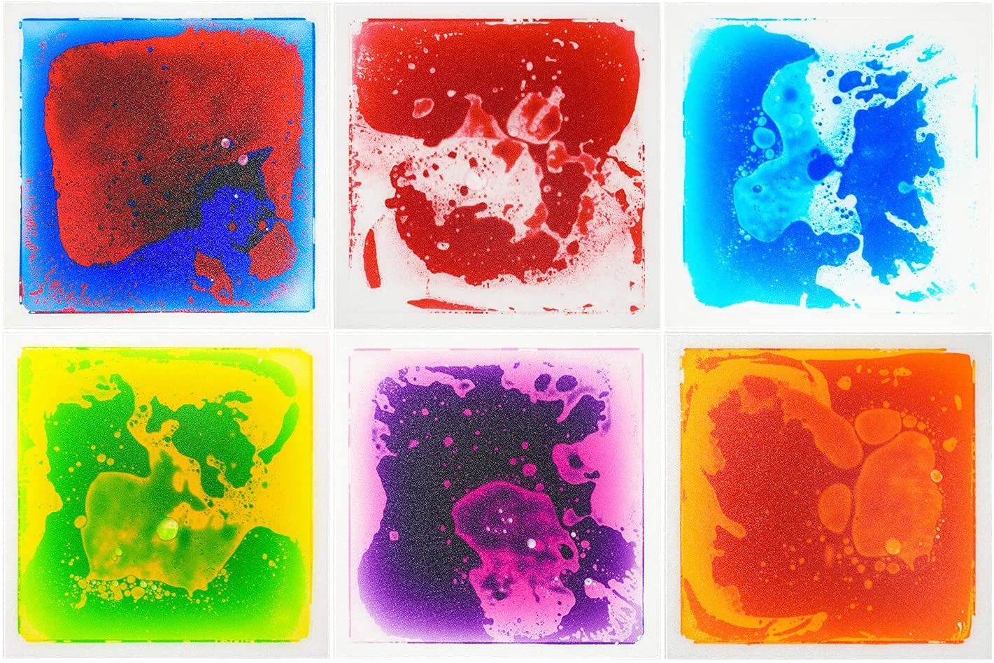 Art3d Liquid Sensory Floor Decorative Tiles,15.8"x15.8" Square, Colorful, 6 Tiles