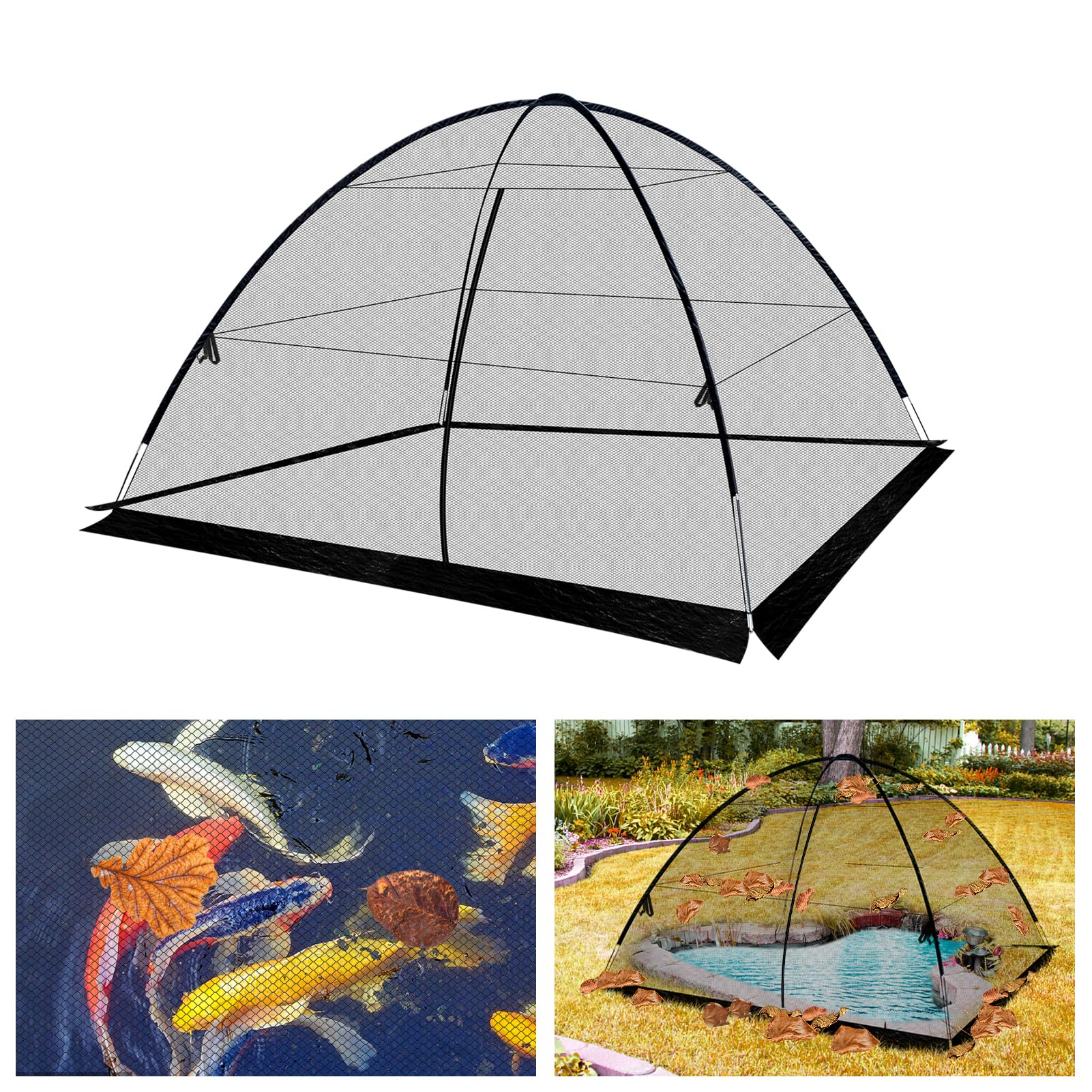 7 x 9 Ft Pond Netting for Koi Ponds - Heavy Duty Dome Net Tent Cover with Zipper, Keep Leaves Herons Out for Outdoor Garden Farm
