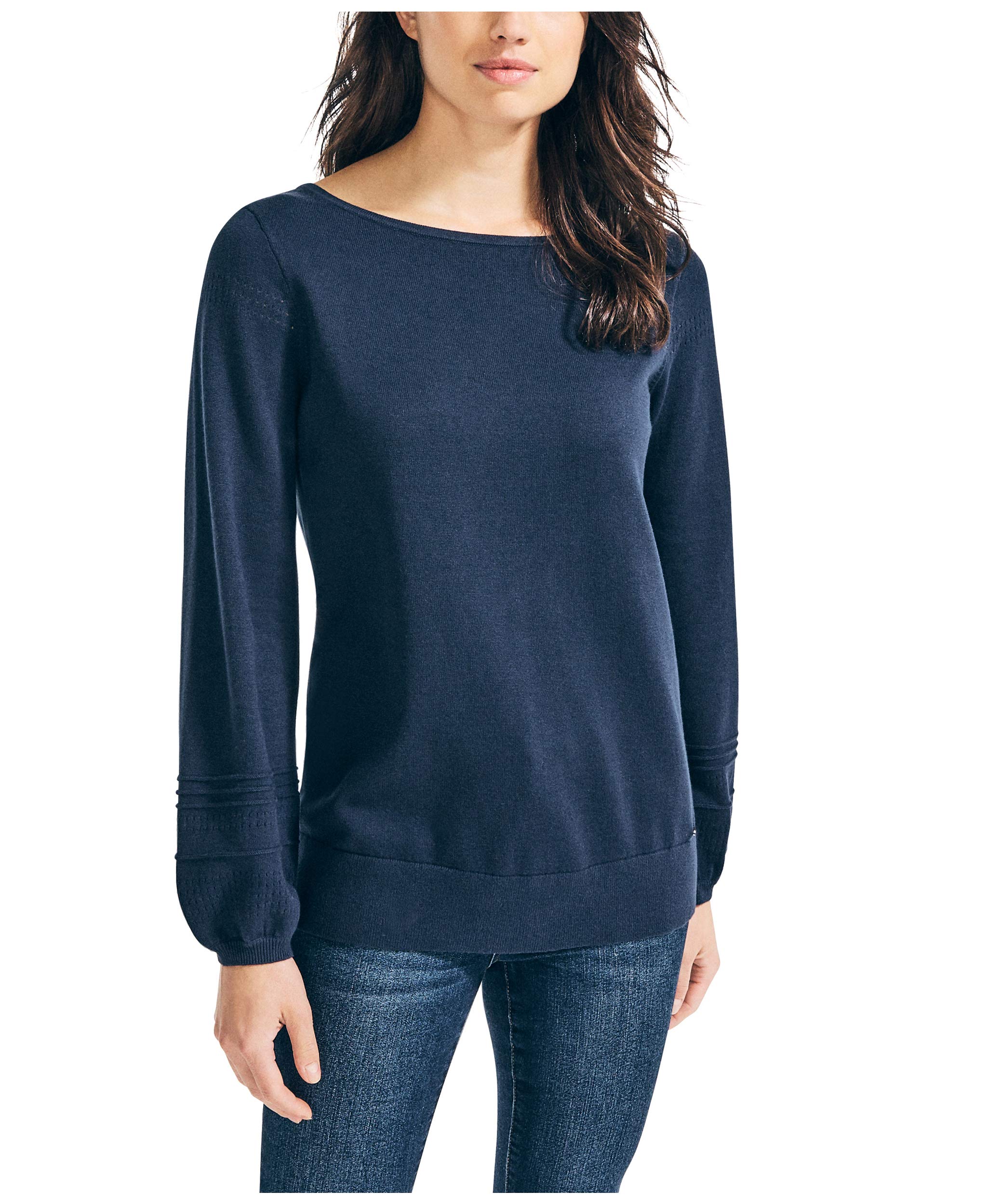 Nautica Women's Classic Soft Cotton Boat Neck Sweater