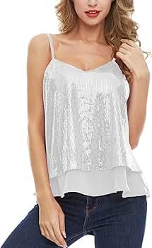 トップス Gajess Glitter Camisole SATINIOR Women's Sleeveless Glitter Sequin Tank Tops Shimmer