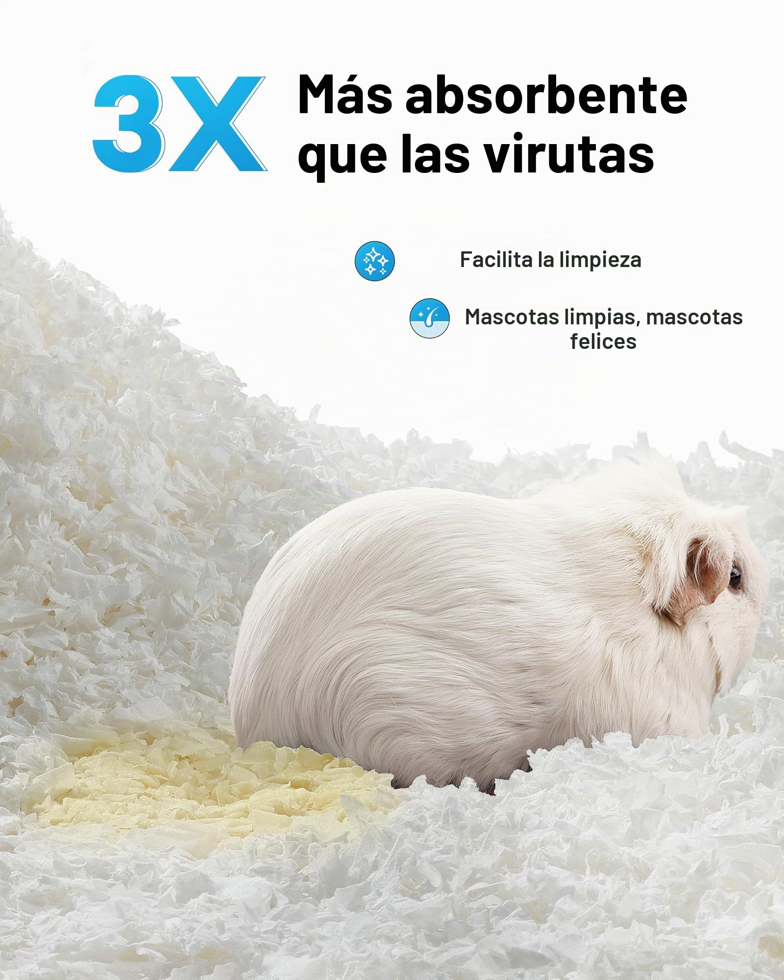 BUCATSTATE Lecho para Hámsteres 70L, Camas para Conejos Animales Pequeños, Ratones, Jerbos, Roedores, Control de Olores, Natural Lecho de Papel Súper Absorbente, 99,9% Libre de Polvo (70litros)