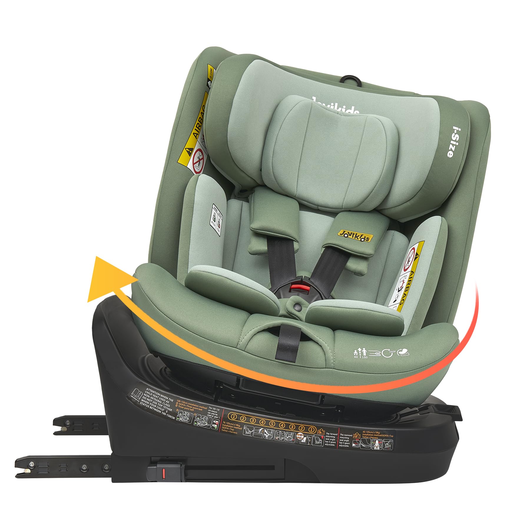 Jovikids i-Size 360° Girevole Seggiolino Auto 0-36 kg, Seggiolino Isofix Top Tether, ECE R129/E4 40-150cm dalla Nascita a Circa 12 anni