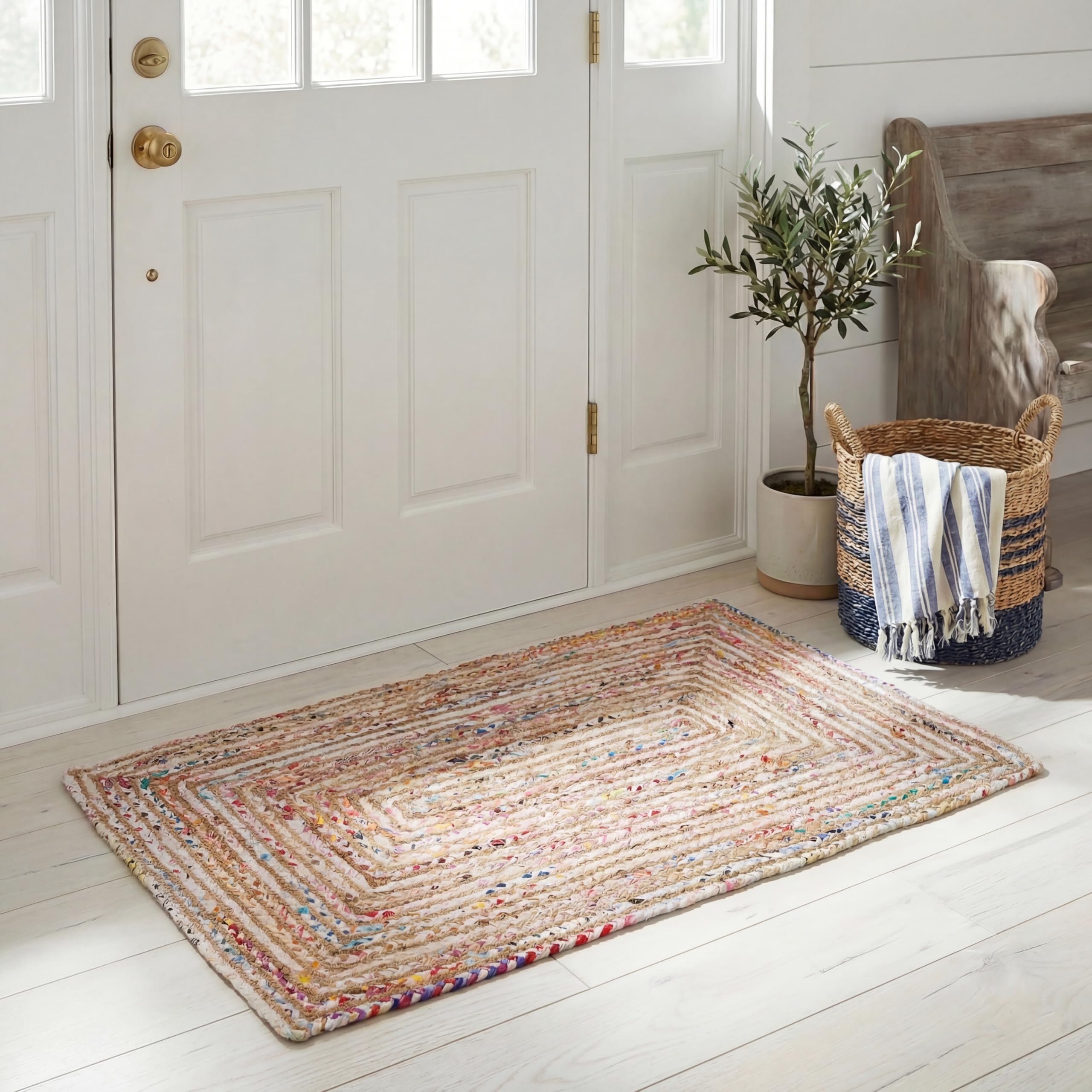 Safavieh Boho Rug for Living Room, Dining Room, Bedroom - Cape Cod Collection, Short Pile, in Multi, 61 X 91 cm