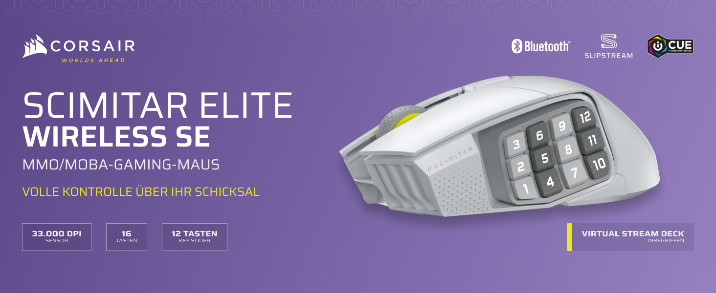 Corsair Scimitar Elite Wireless SE MMO Gaming Maus – 33.000 DPI