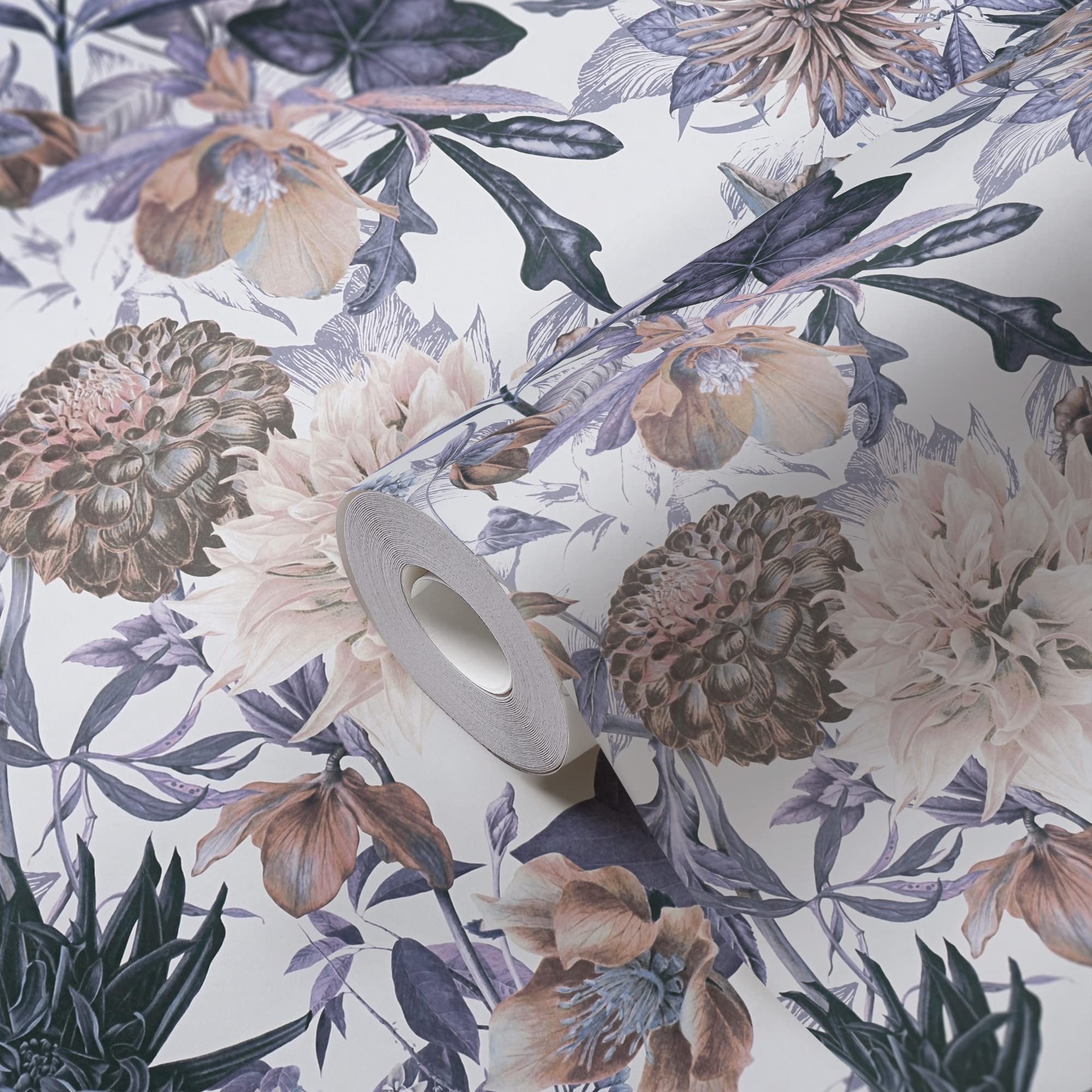 A.S. Création Papel pintado con diseño de flores, color azul y beige 381751, para salón o dormitorio, 10,05 x 0,53 m, fabricado en Alemania