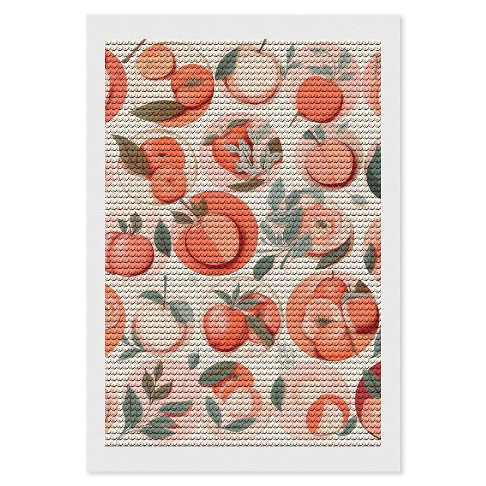 Round Peach Diamond Art Kits for Adults, DIY 5D Diamonds Painting Kits for Beginner, Round Full Drill Diamond Dots Painting, Diamonds Pictures Gem Art and Crafts Wall Decor 8"x12"