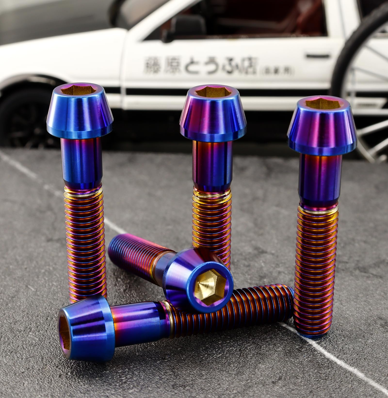 RISON Tornillo de Vástago de Bicicleta de Titanio M8x1.25x30mm Cabeza Cónica, 5 Piezas
