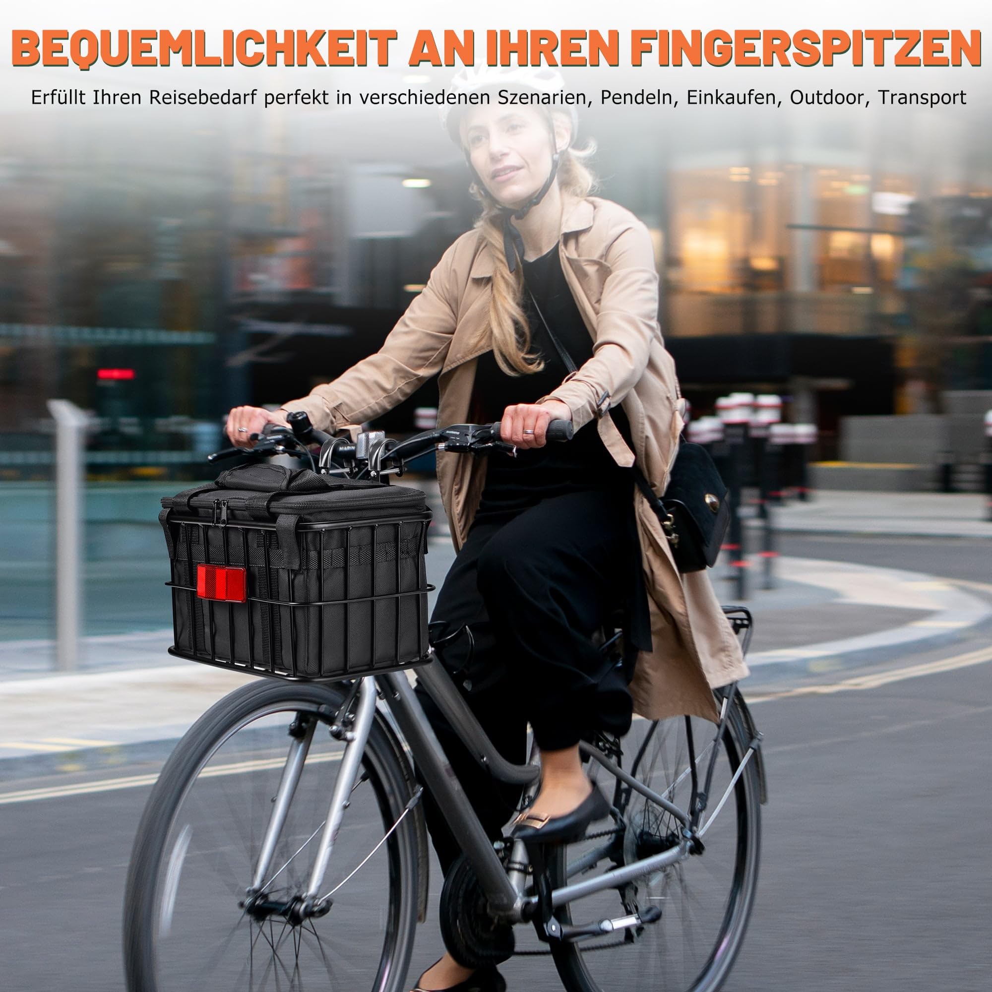 Stabiler Fahrradkorb Vorne - Mit Herausnehmbarer Tasche Für Einkäufe