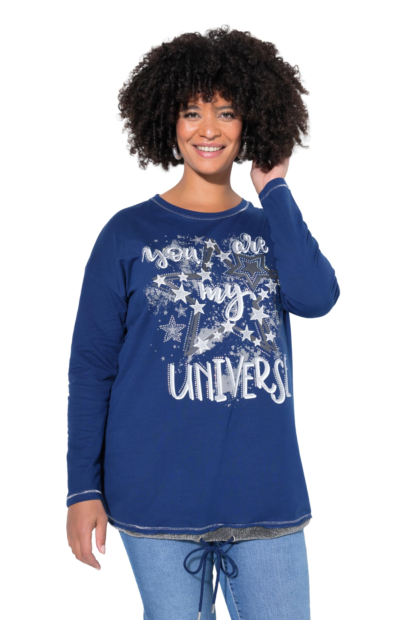 Angel of Style Damen große Größen Übergrößen Plus Size Sweatshirt, Loose Fit, Universe-Print, Saum-Tunnelzug 848282