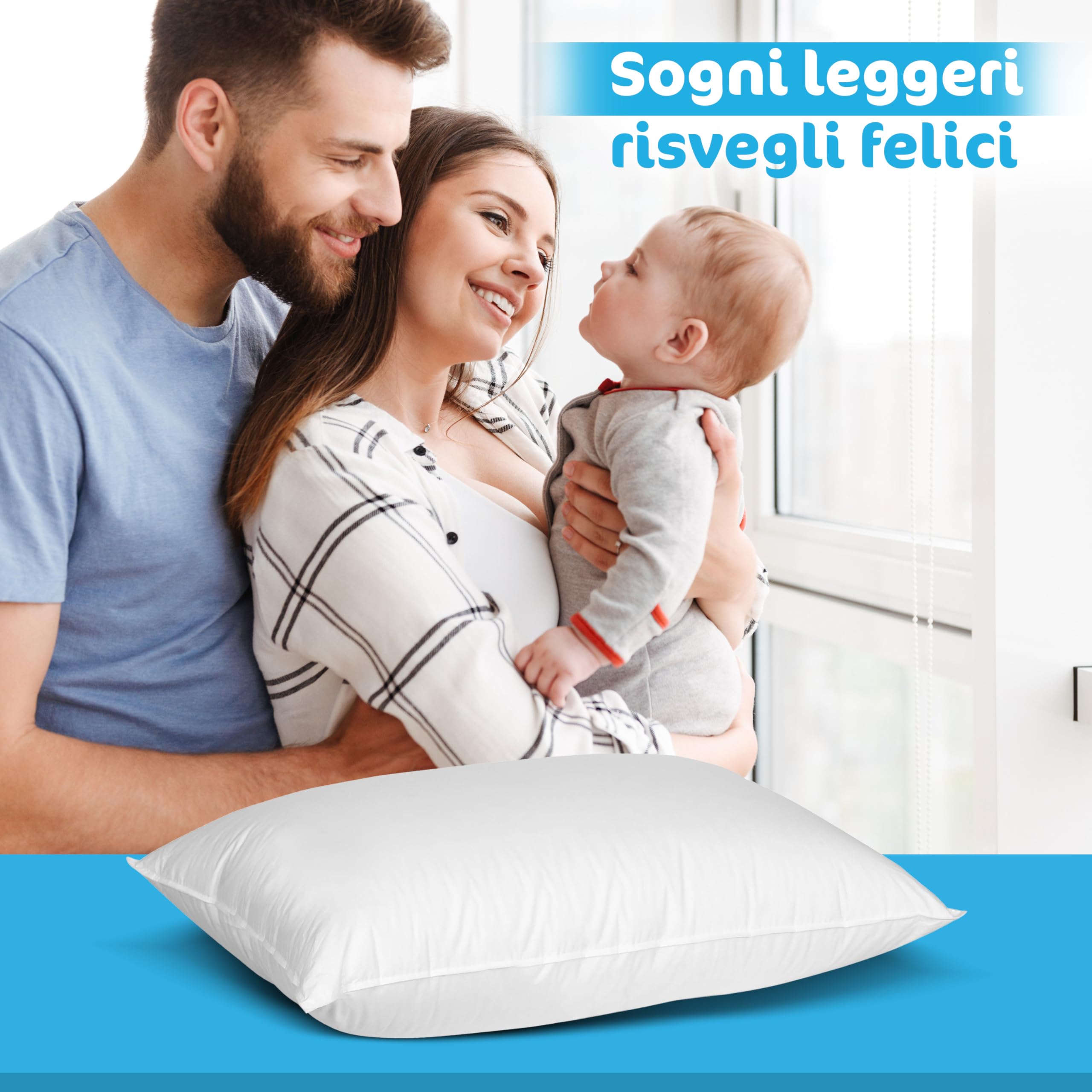 Coussin lit bébé 40 x 60 cm, 100 % fabriqué en Italie et OEKO-TEX®, hypoallergénique et anti-acariens avec revêtement 100 % coton, doux, lavable, sûr, confort et sécurité pour le sommeil de votre