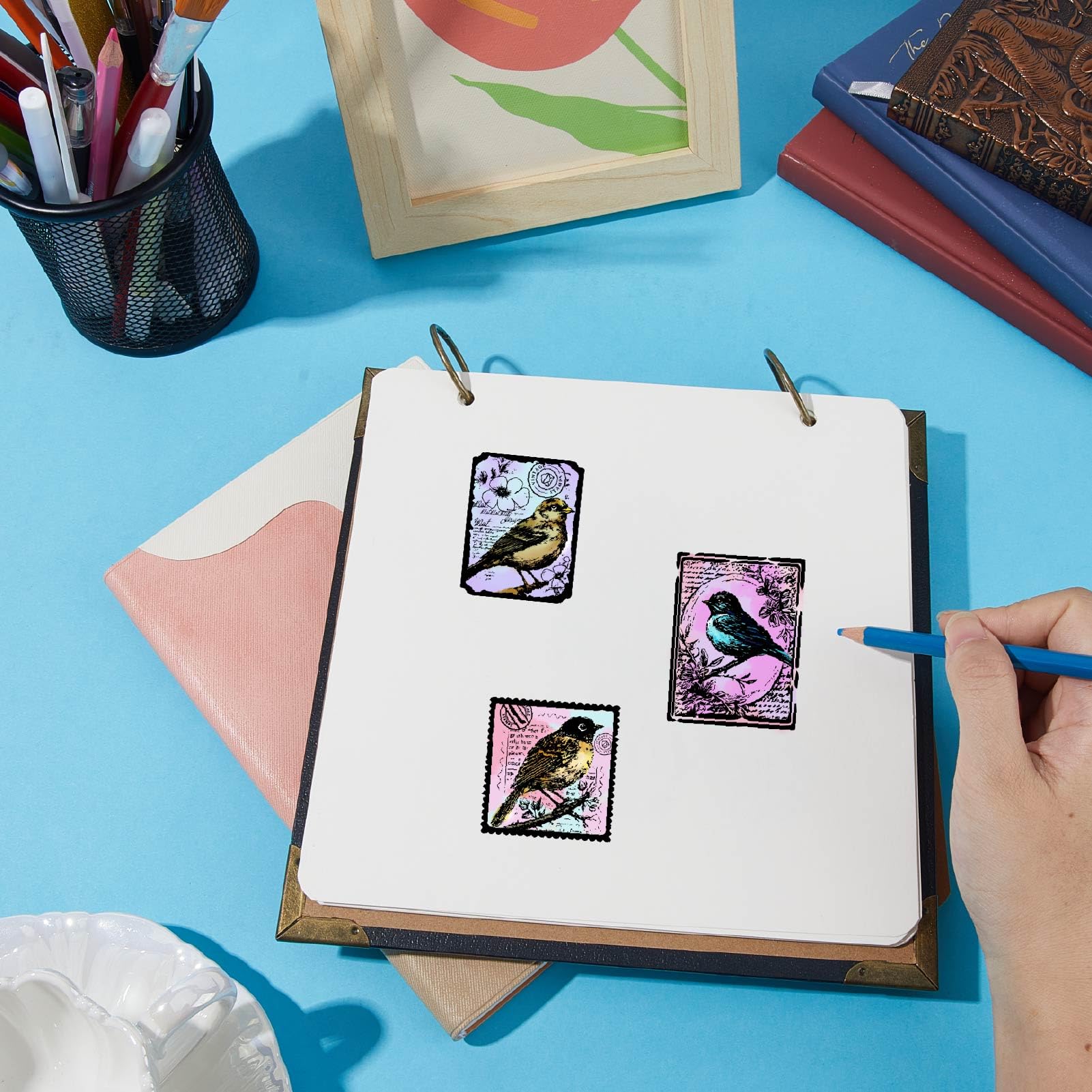 CRASPIRE Bird Rubber Stamps Silicone Clear Stamp Sheets Retro Vintage Cute Animal Flower Transparent Stamp Seals Sheets for DIY Handmade Journaling Card Scrapbooking Photo Album Notebook Decorations - Image 4