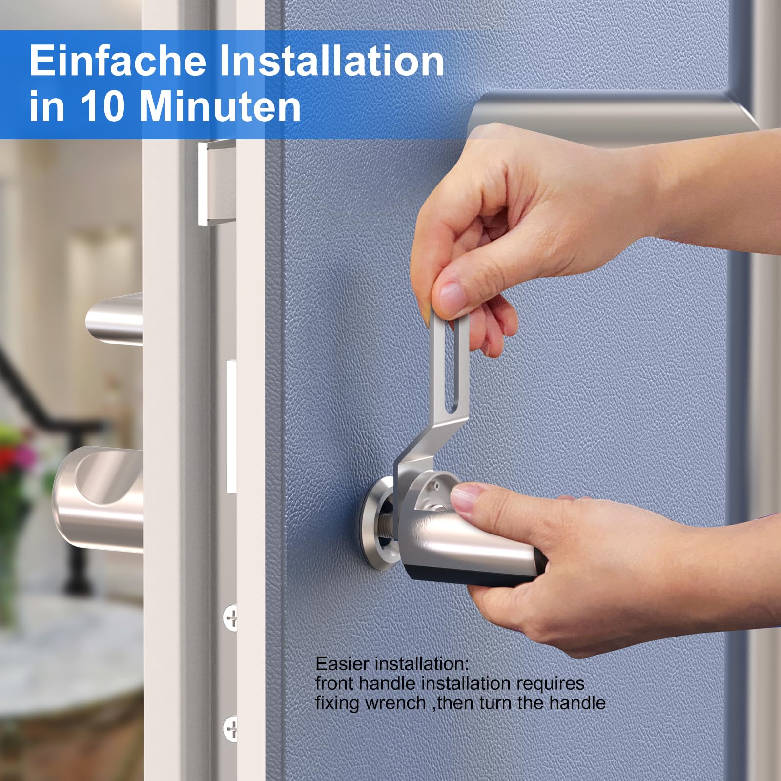 WELOCK Touch63 Serratura Smart serratura Impronta Digitale,Carta RFID,APP | Serratura elettronica WiFi(necessità welock wifibox),serratura porta blindata per porta 50-100mm,Smart Lock IP65,Argento